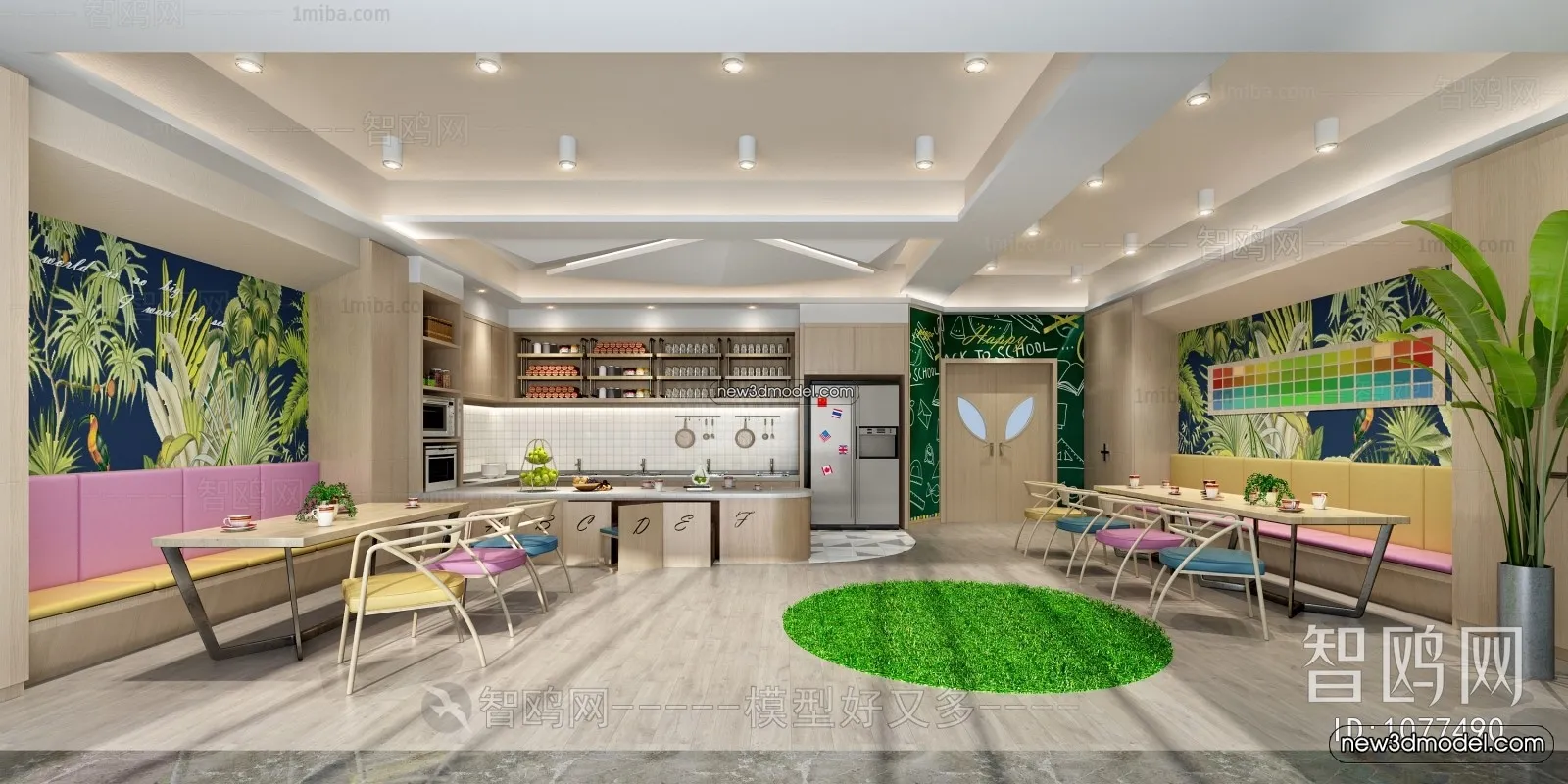 Restaurant and Fastfood 3D Scene – 3D Blocks – 047 – VRAY