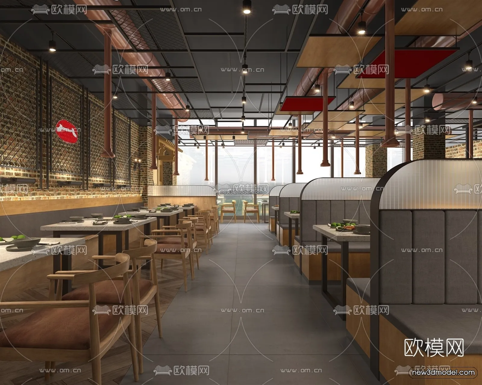 Restaurant and Fastfood 3D Scene – 3D Blocks – 049 – VRAY