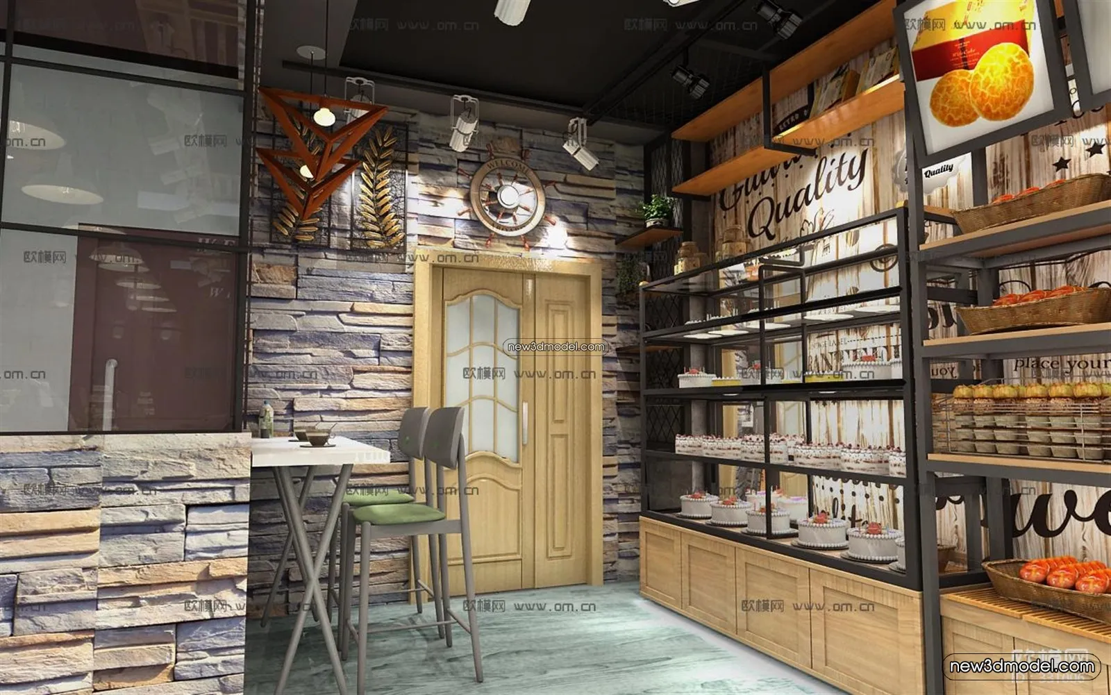 Restaurant and Fastfood 3D Scene – 3D Blocks – 052 – VRAY