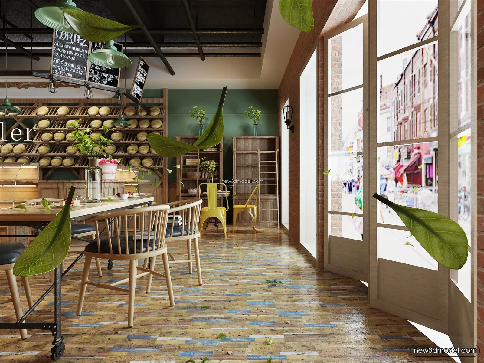 Restaurant and Fastfood 3D Scene – 3D Blocks – 054 – VRAY