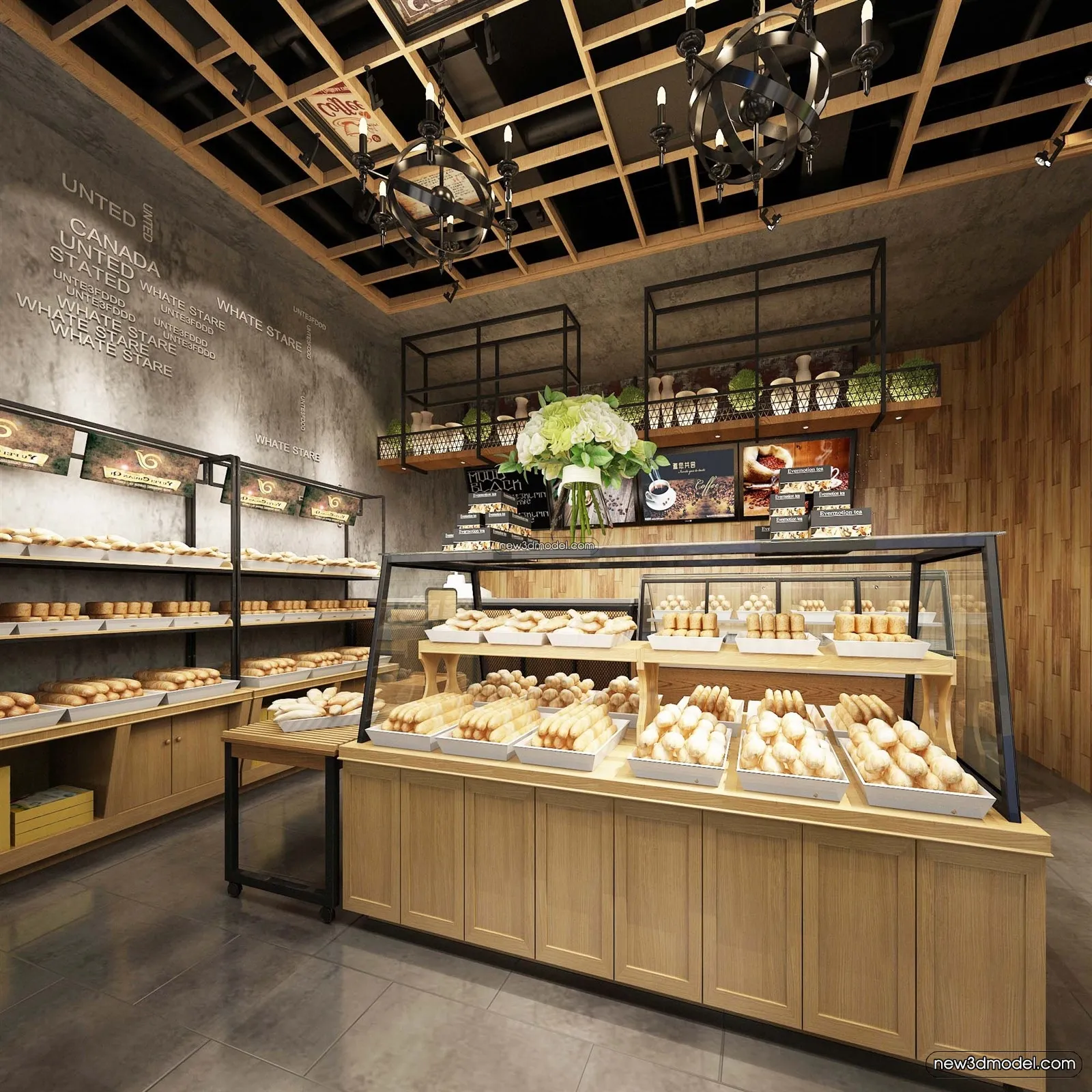 Restaurant and Fastfood 3D Scene – 3D Blocks – 056 – VRAY