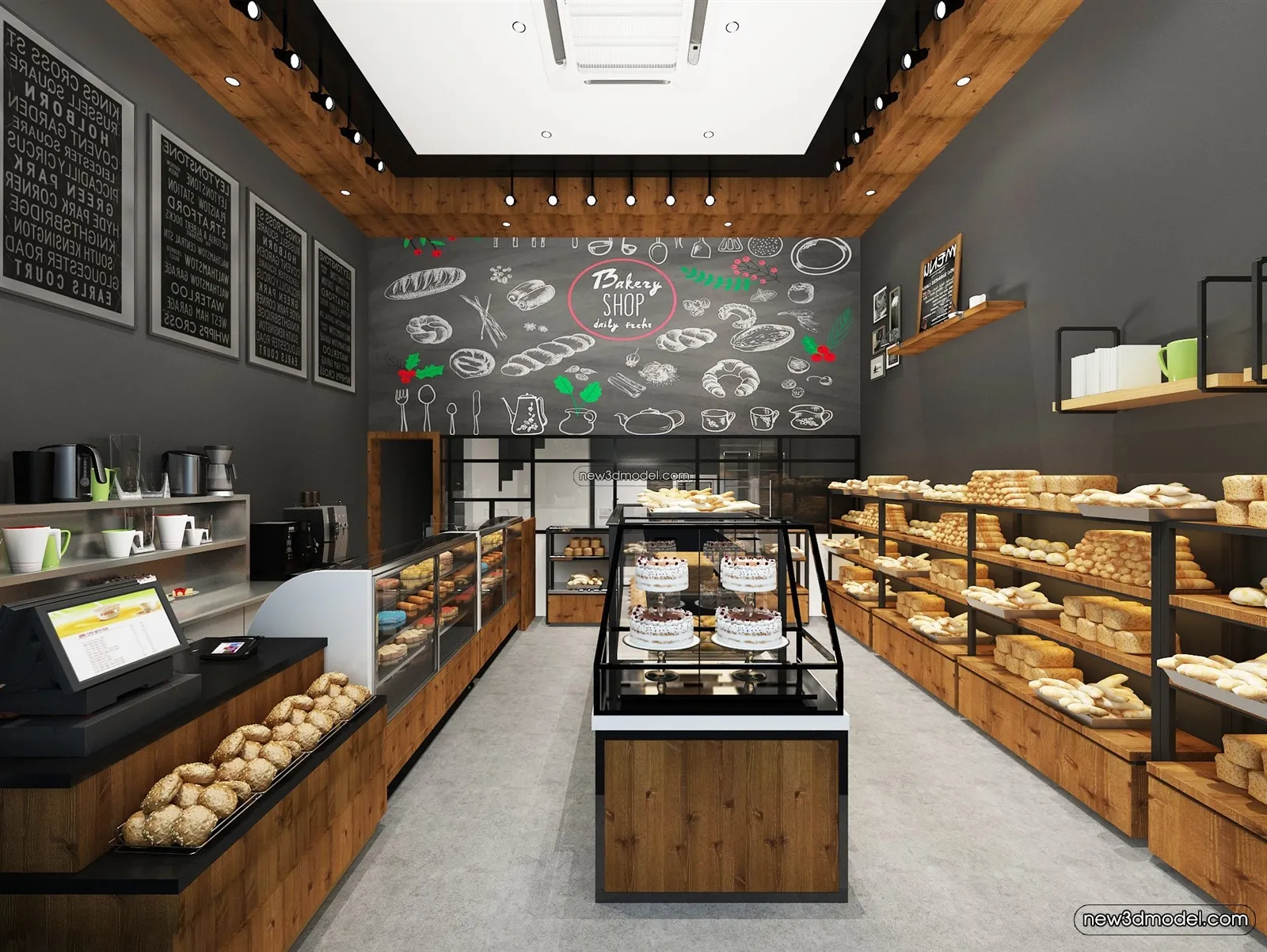 Restaurant and Fastfood 3D Scene – 3D Blocks – 061 – VRAY