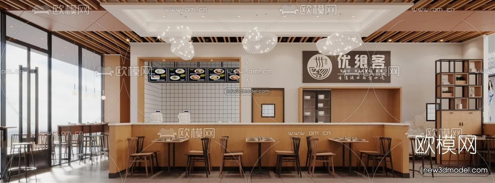 Restaurant and Fastfood 3D Scene – 3D Blocks – 062 – VRAY