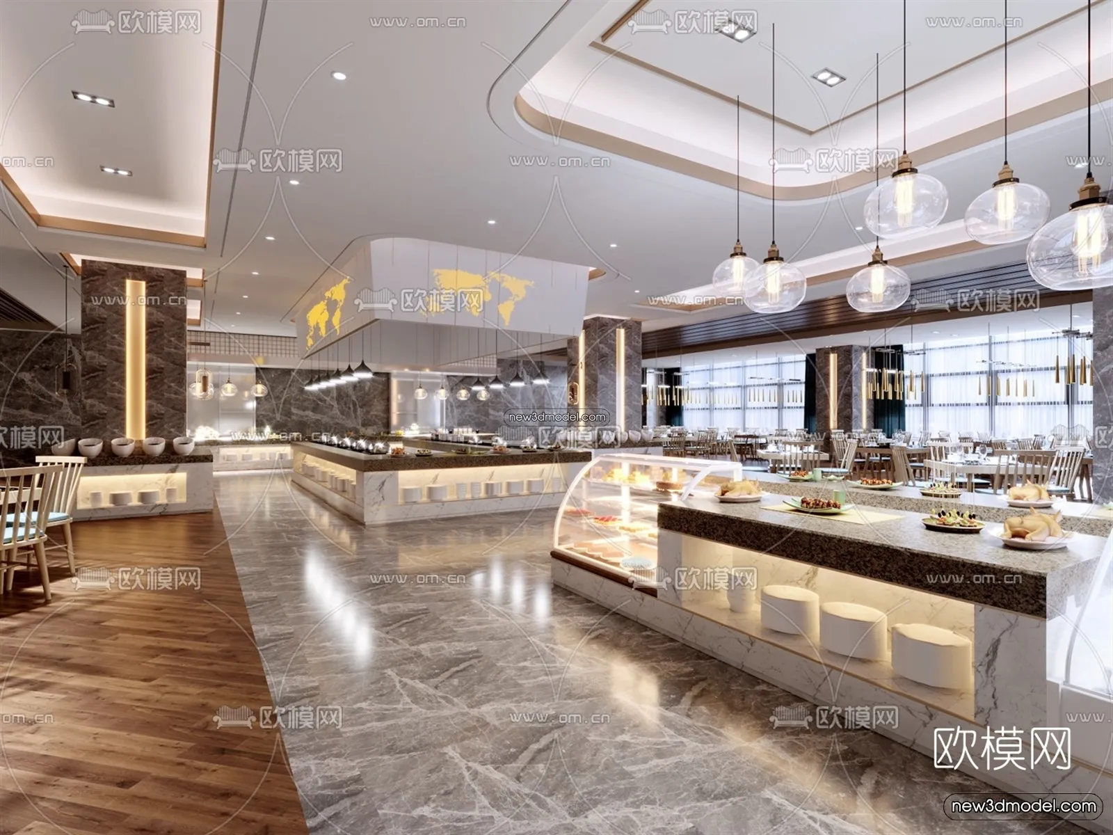 Restaurant and Fastfood 3D Scene – 3D Blocks – 072 – VRAY