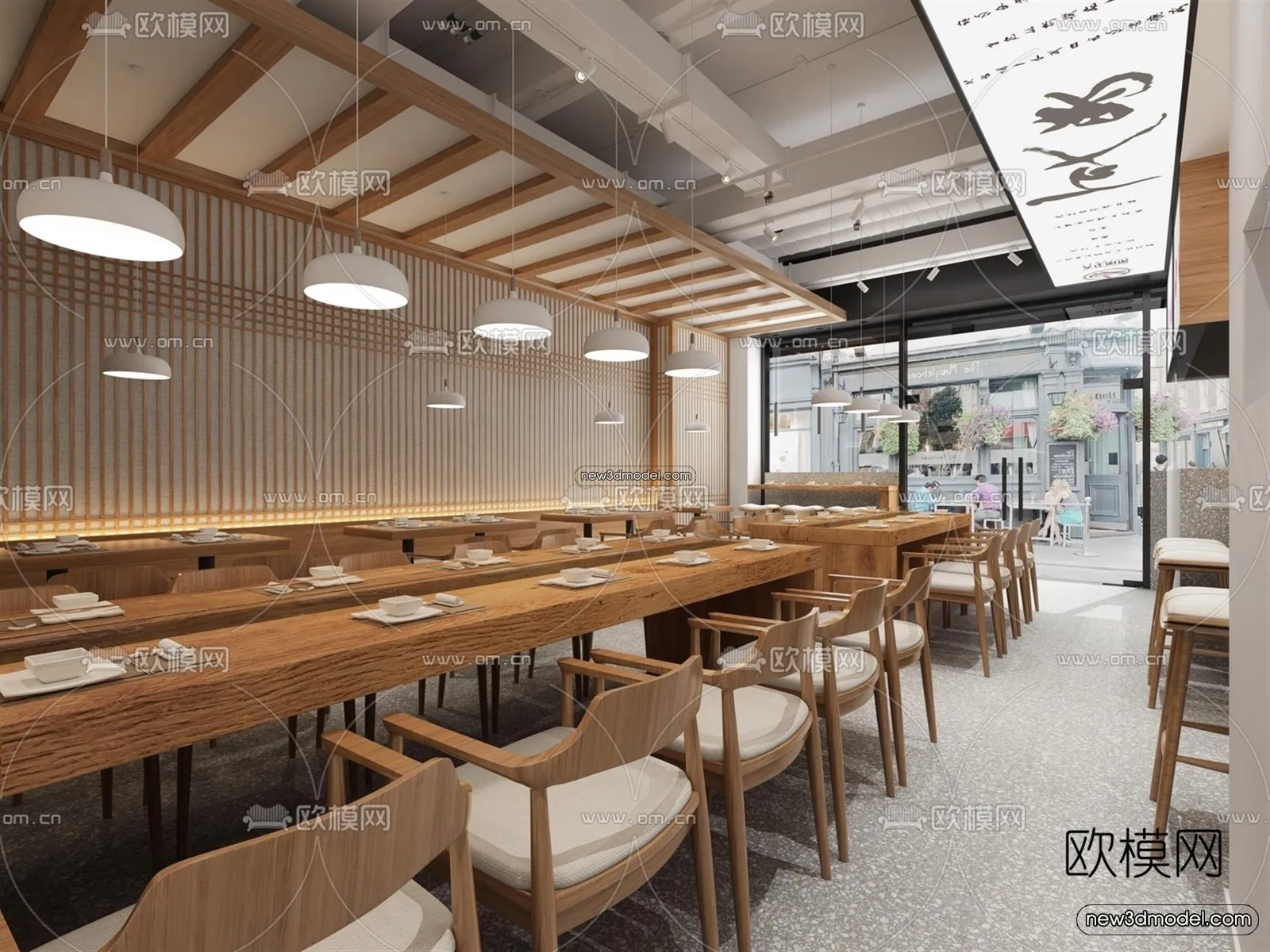 Restaurant and Fastfood 3D Scene – 3D Blocks – 074 – VRAY