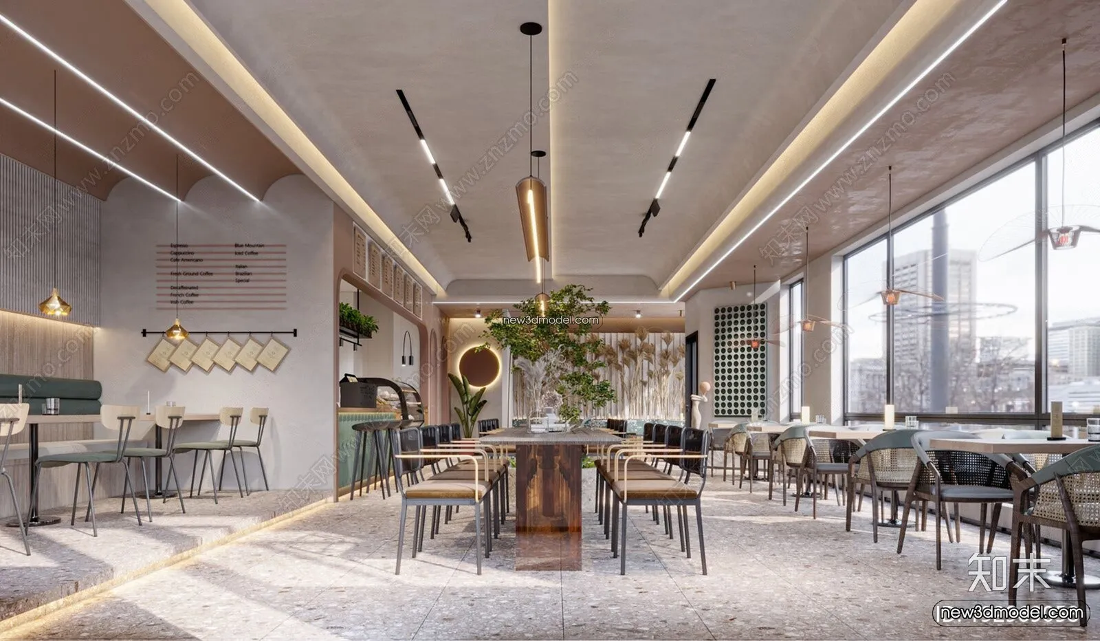 Restaurant and Fastfood 3D Scene – 3D Blocks – 077 – VRAY