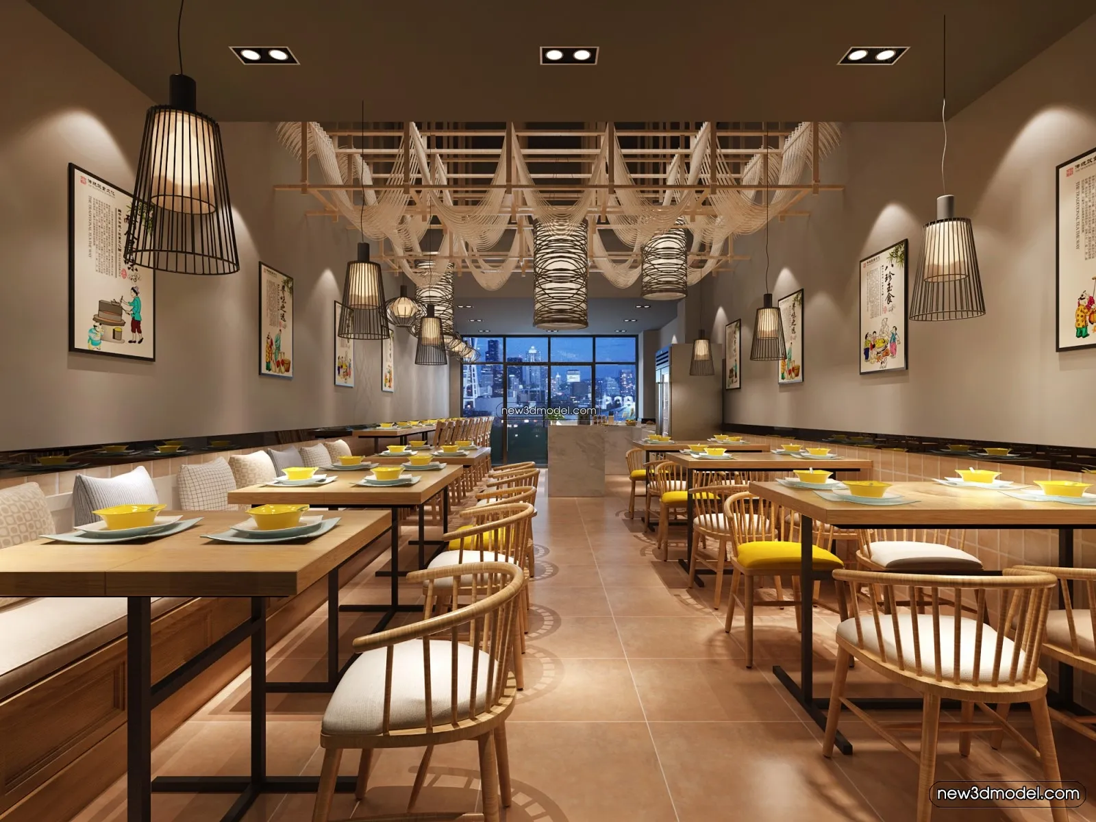 Restaurant and Fastfood 3D Scene – 3D Blocks – 079 – VRAY