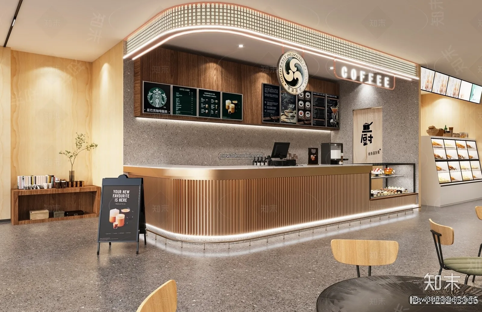 Restaurant and Fastfood 3D Scene – 3D Blocks – 081 – VRAY