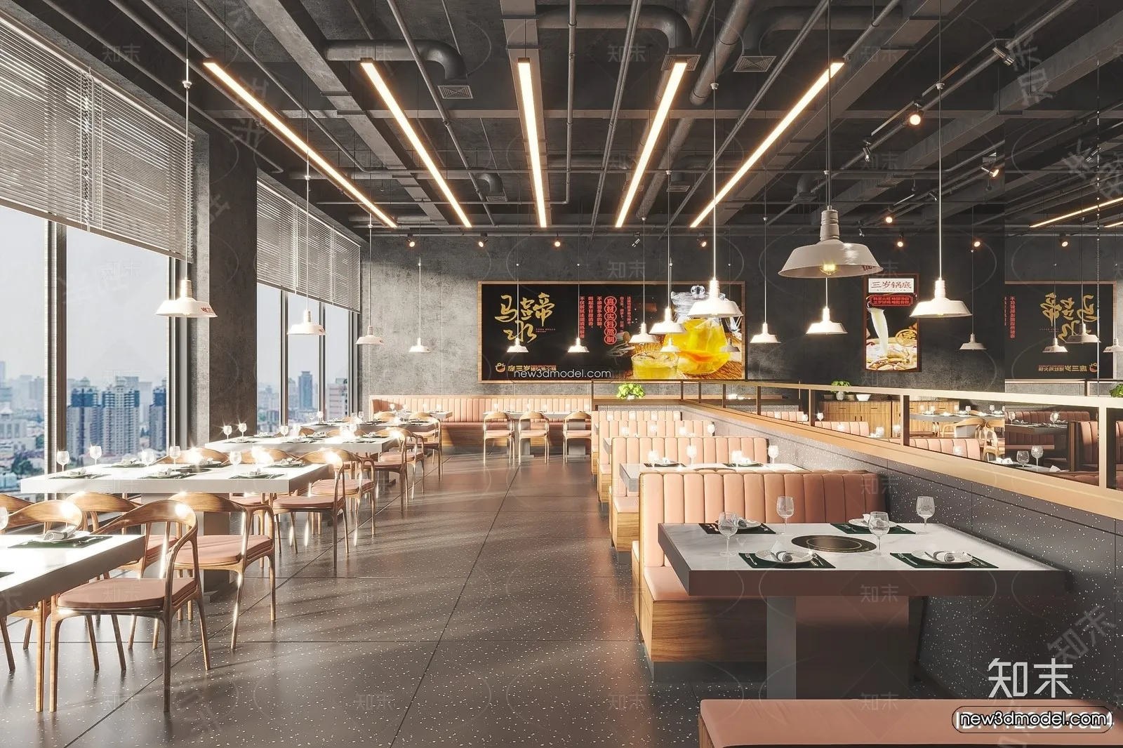 Restaurant and Fastfood 3D Scene – 3D Blocks – 085 – VRAY