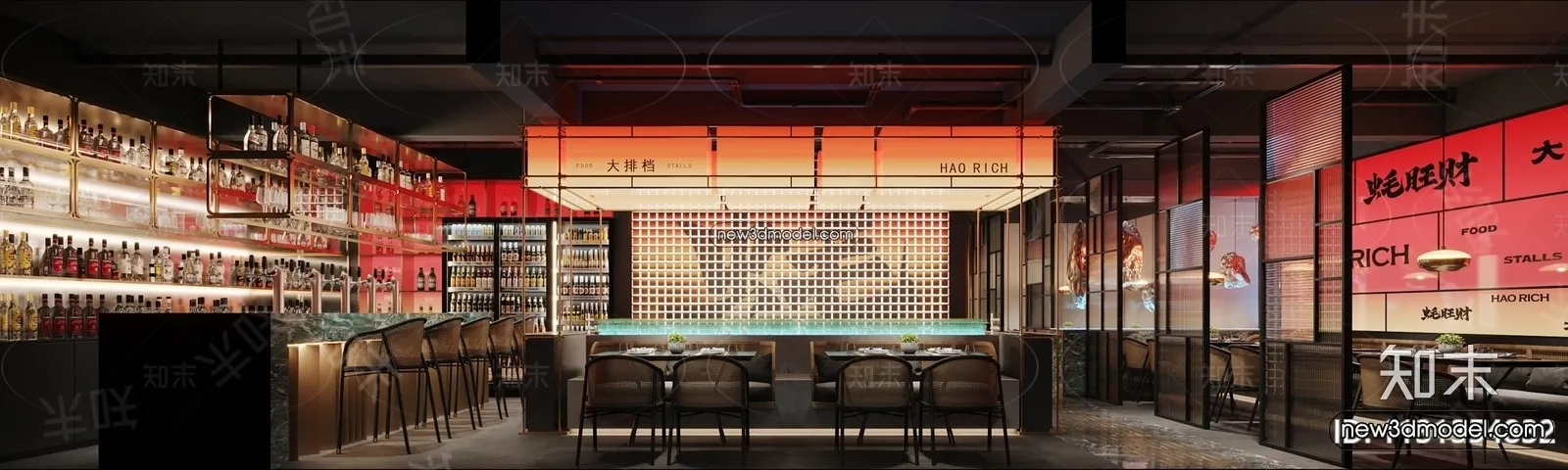 Restaurant and Fastfood 3D Scene – 3D Blocks – 087 – CORONA