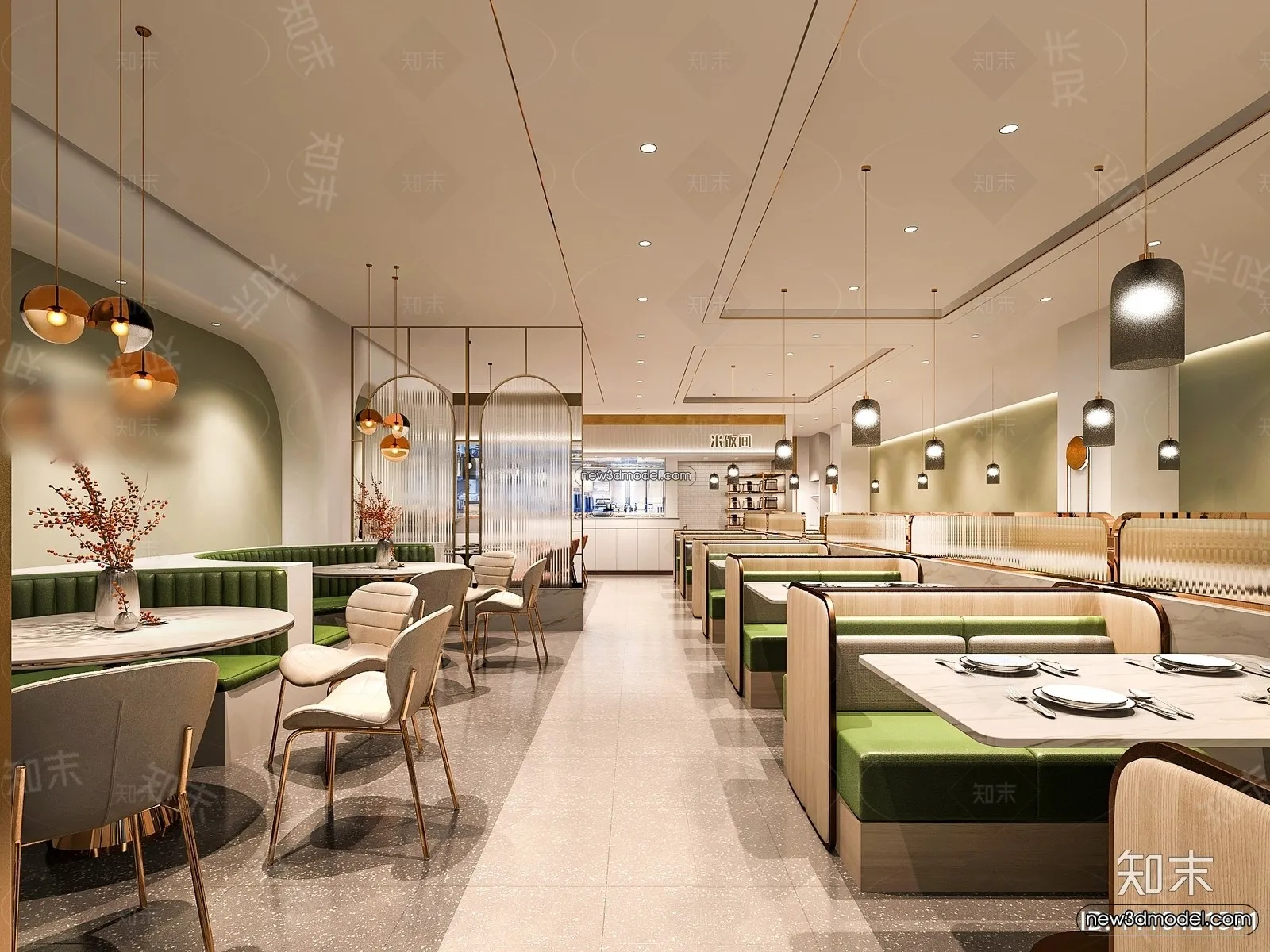 Restaurant and Fastfood 3D Scene – 3D Blocks – 088 – VRAY