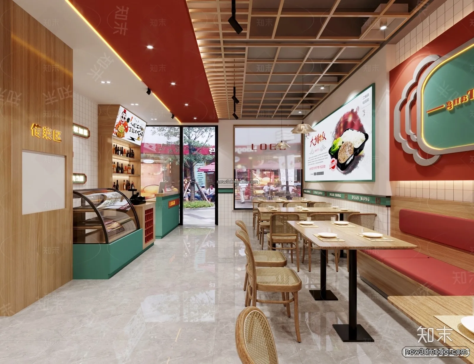 Restaurant and Fastfood 3D Scene – 3D Blocks – 092 – CORONA