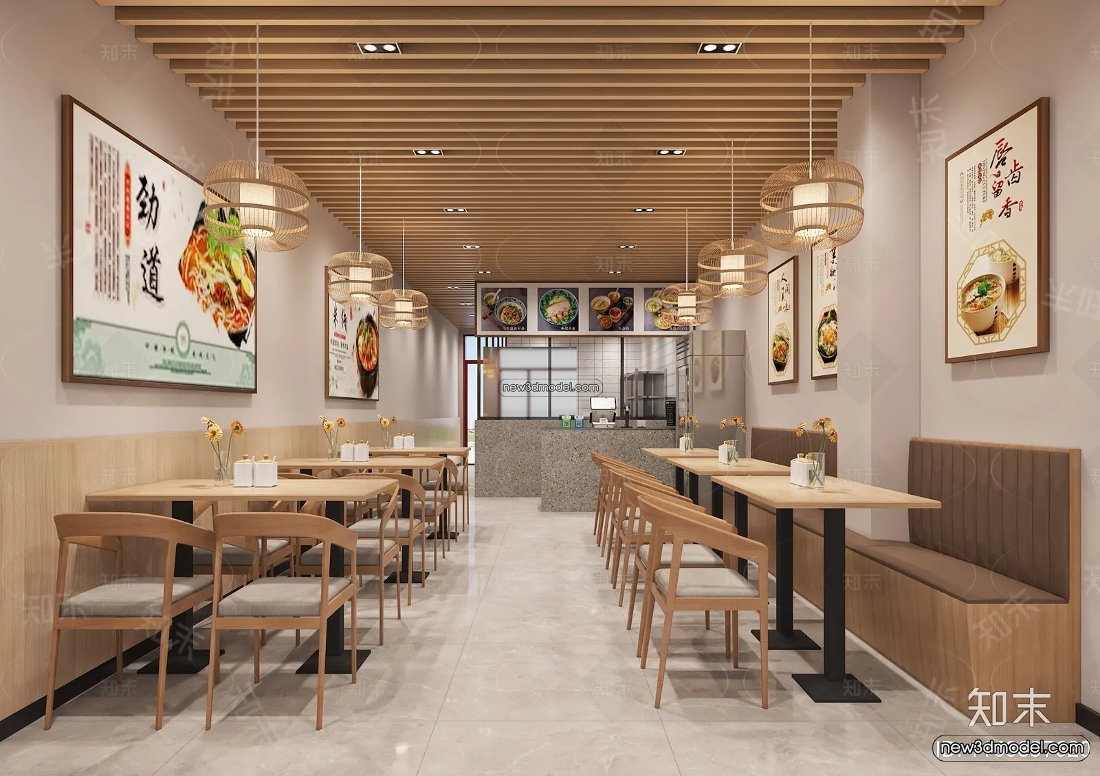 Restaurant and Fastfood 3D Scene – 3D Blocks – 097 – VRAY