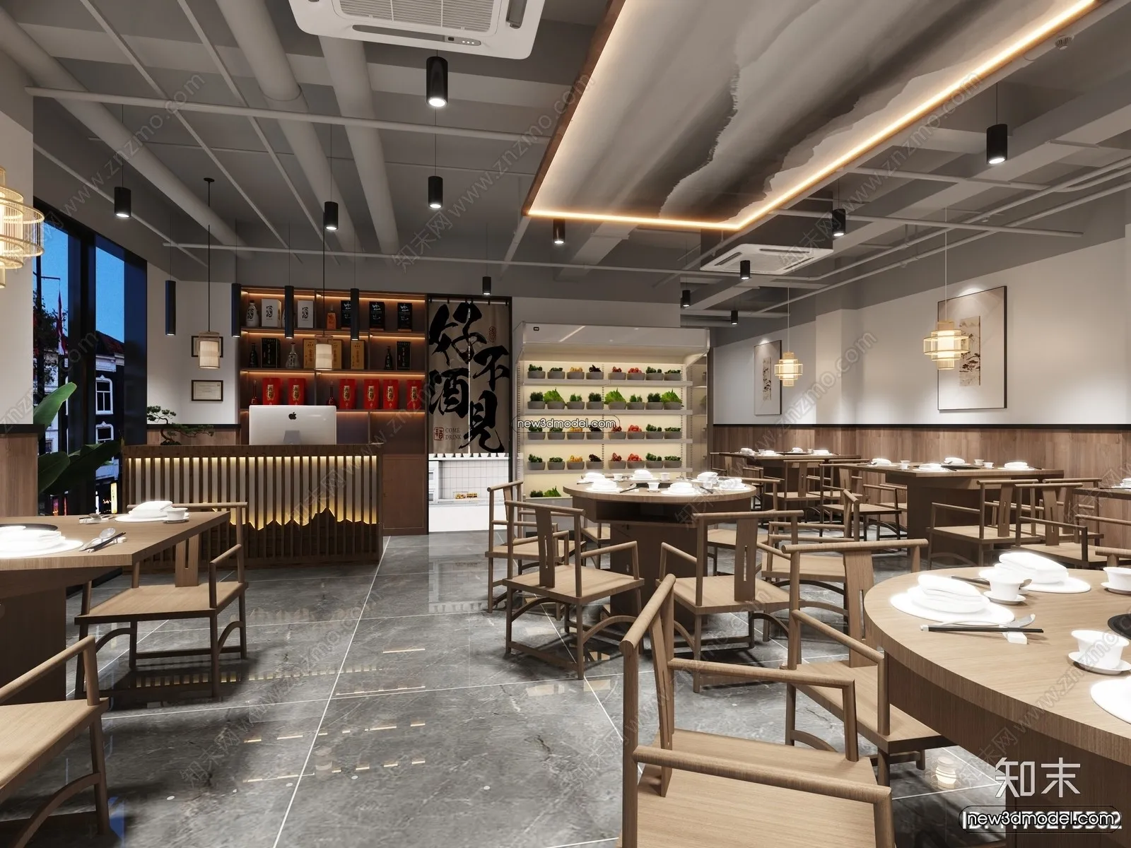 Restaurant and Fastfood 3D Scene – 3D Blocks – 101 – VRAY