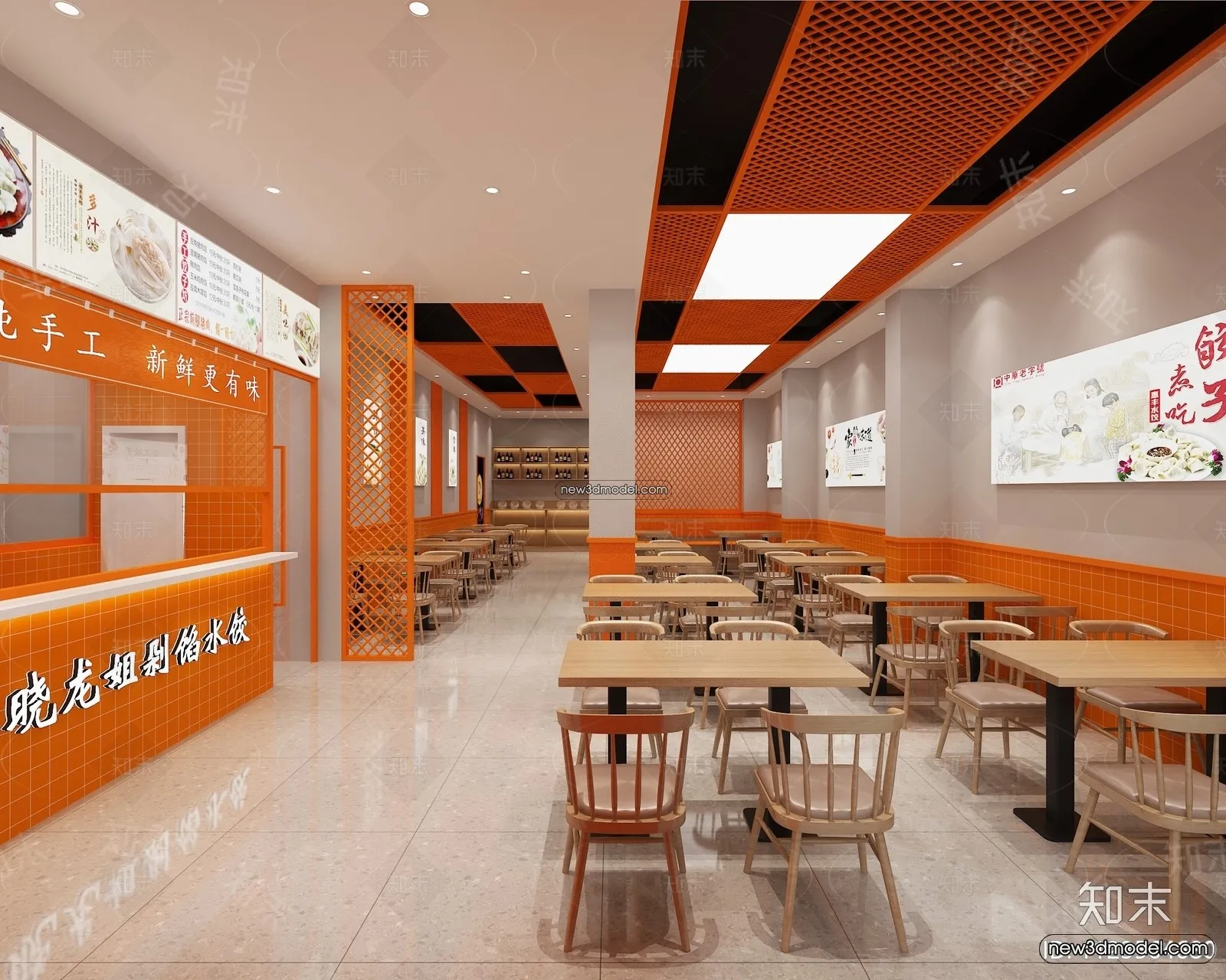 Restaurant and Fastfood 3D Scene – 3D Blocks – 104 – VRAY