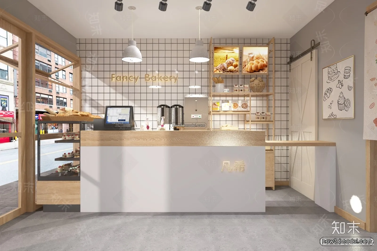 Restaurant and Fastfood 3D Scene – 3D Blocks – 117 – VRAY