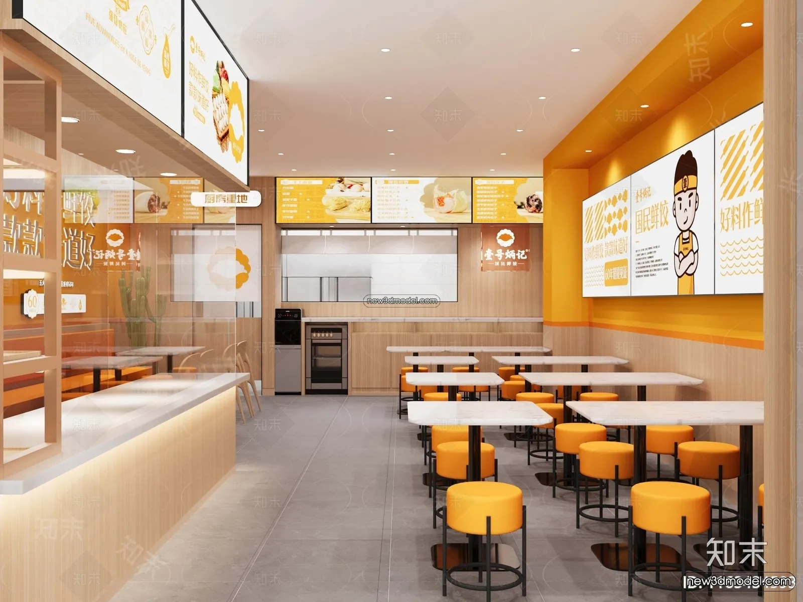 Restaurant and Fastfood 3D Scene – 3D Blocks – 119 – CORONA