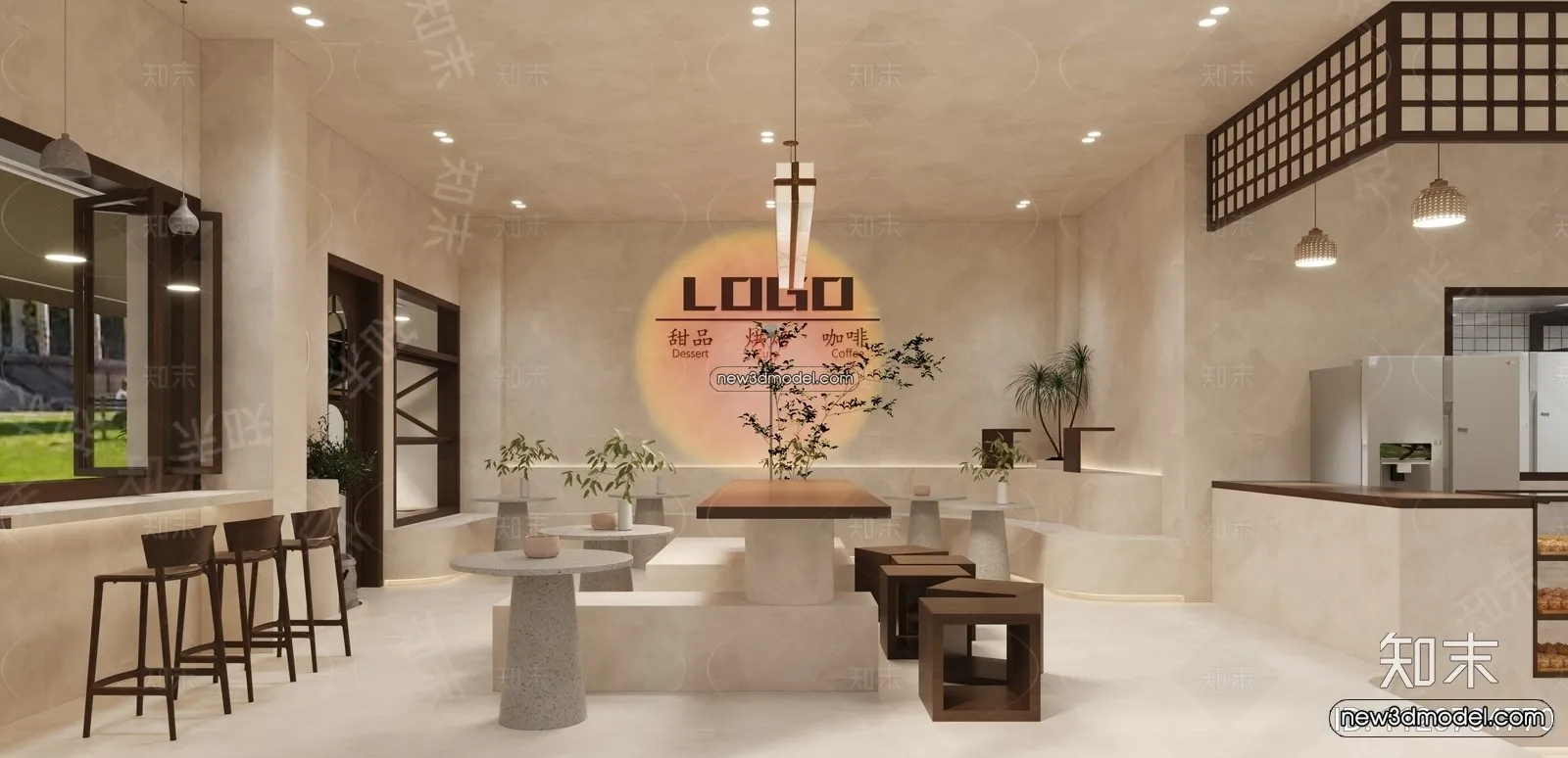 Restaurant and Fastfood 3D Scene – 3D Blocks – 123 – VRAY