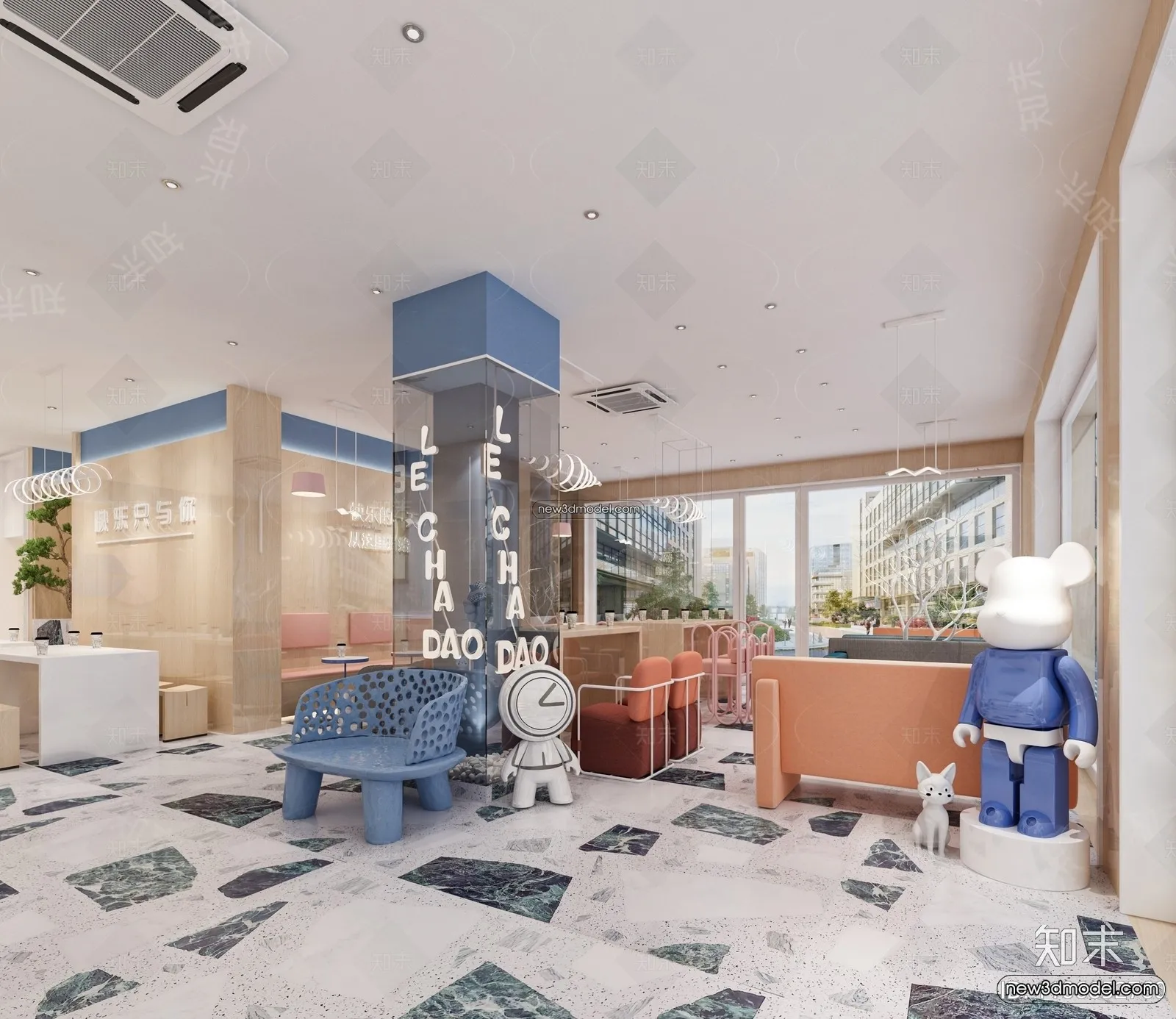 Restaurant and Fastfood 3D Scene – 3D Blocks – 136 – VRAY