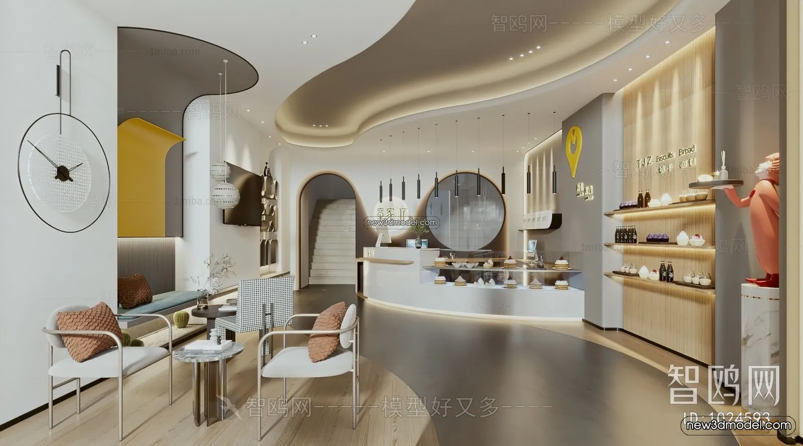 Restaurant and Fastfood 3D Scene – 3D Blocks – 140 – VRAY