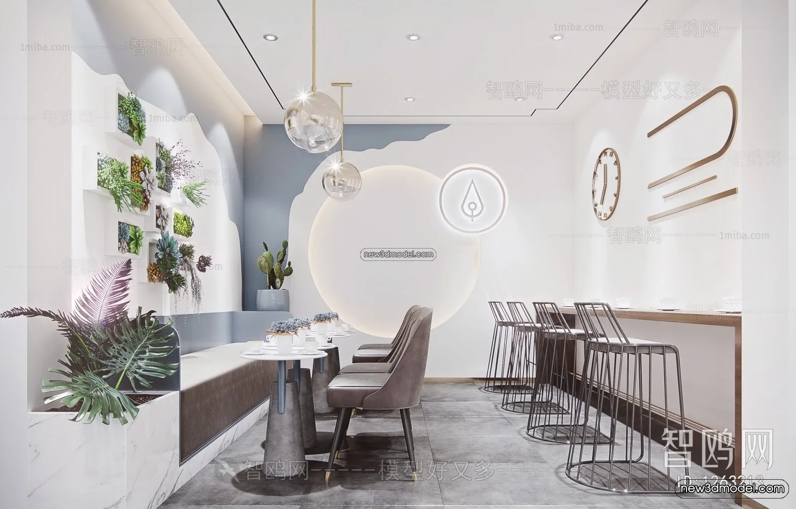 Restaurant and Fastfood 3D Scene – 3D Blocks – 143 – VRAY