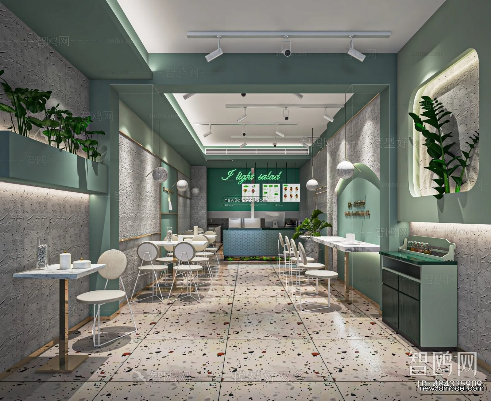 Restaurant and Fastfood 3D Scene – 3D Blocks – 144 – VRAY