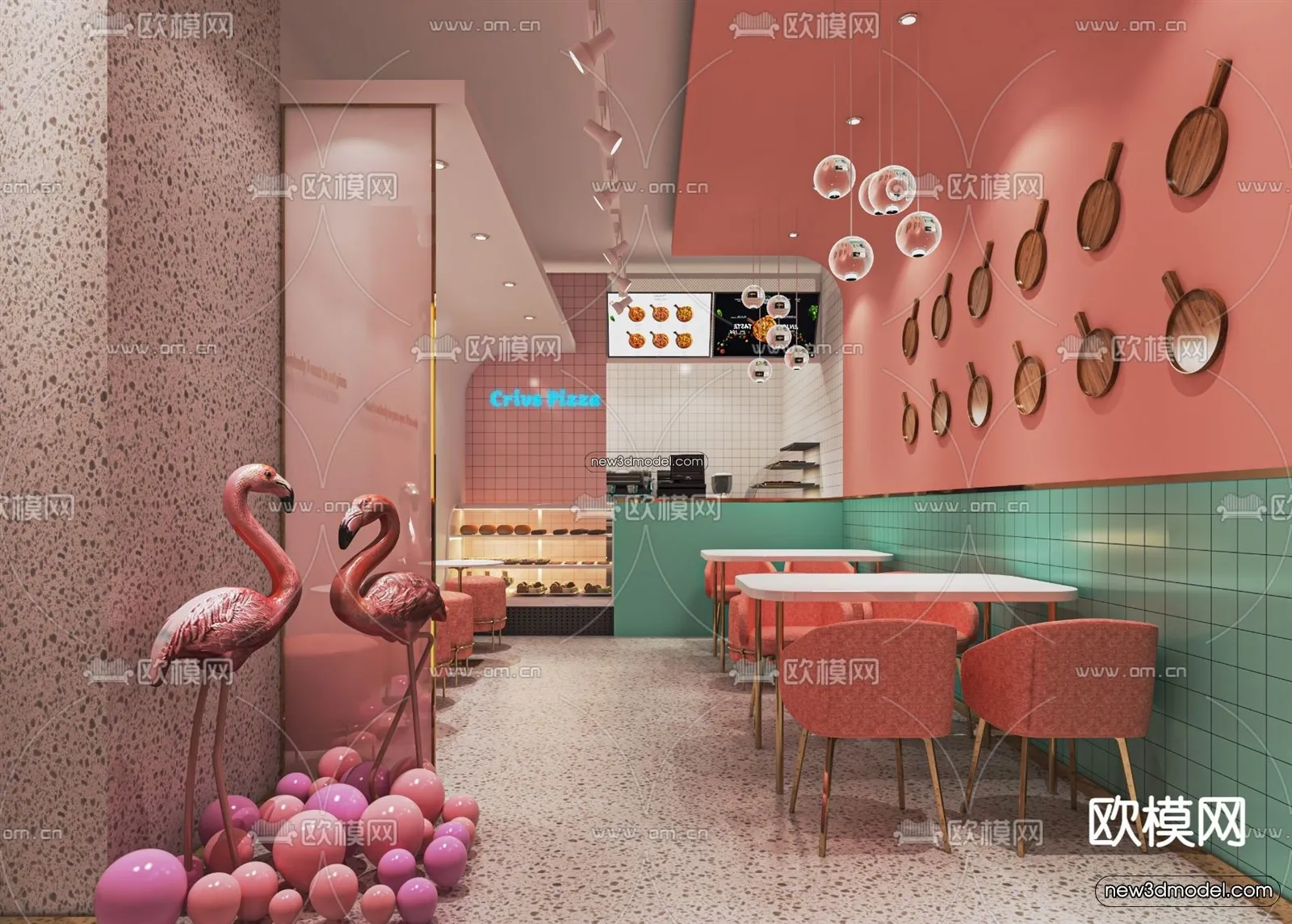 Restaurant and Fastfood 3D Scene – 3D Blocks – 145 – VRAY