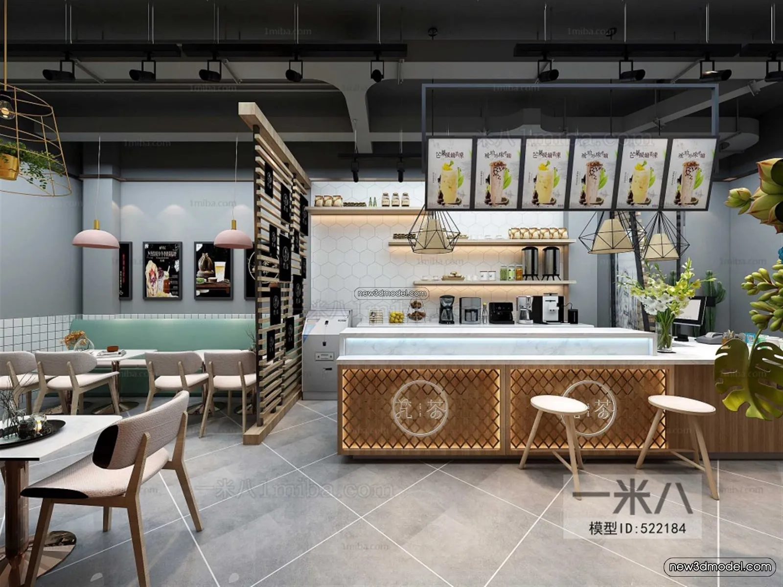 Restaurant and Fastfood 3D Scene – 3D Blocks – 147 – VRAY