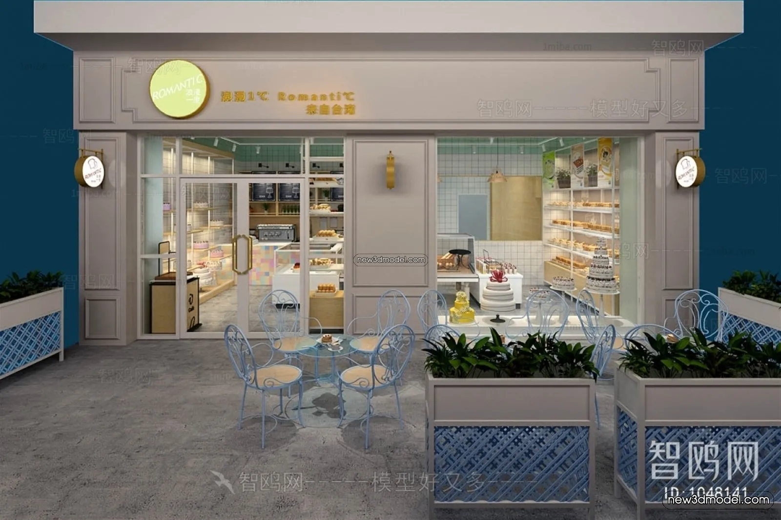 Restaurant and Fastfood 3D Scene – 3D Blocks – 149 – VRAY