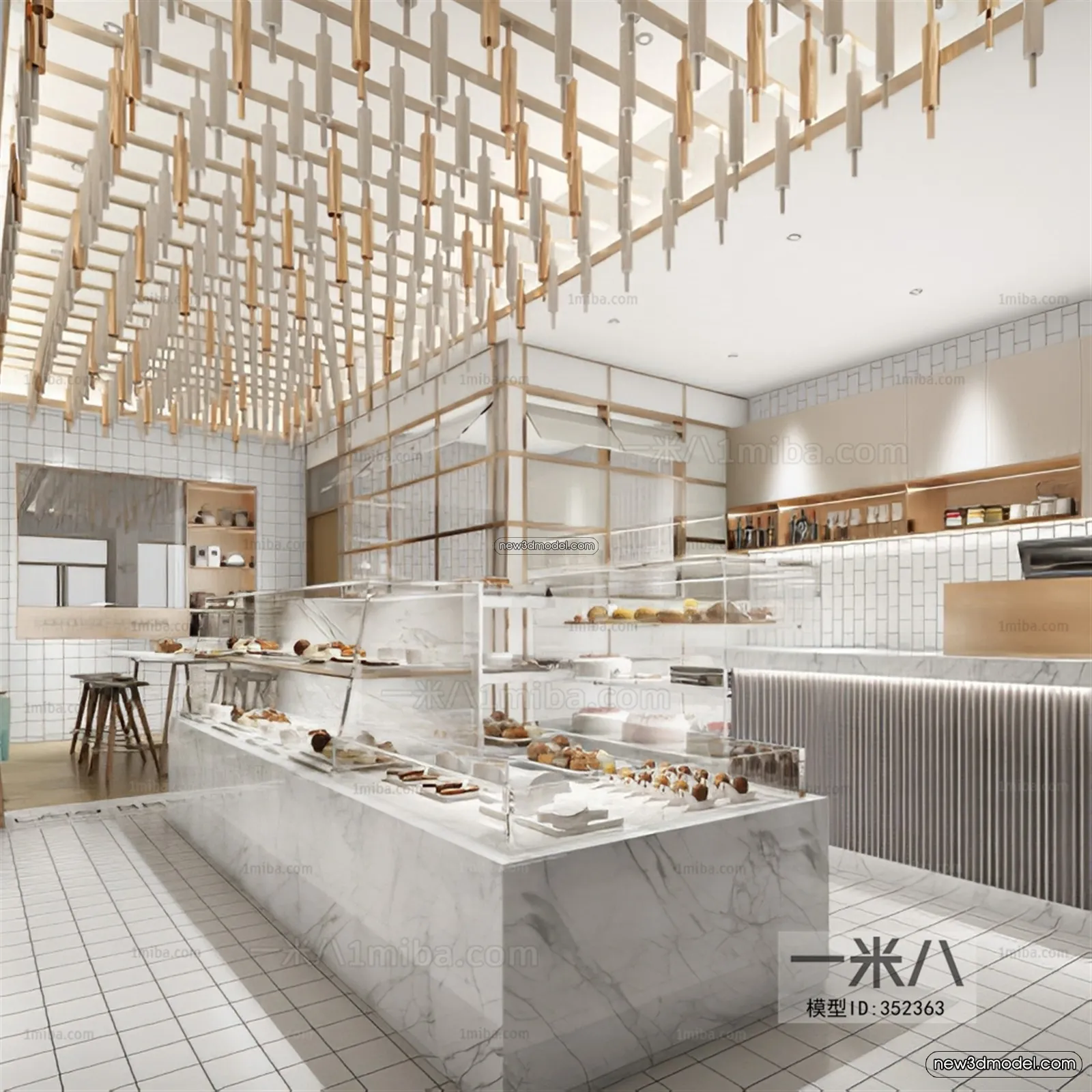 Restaurant and Fastfood 3D Scene – 3D Blocks – 152 – VRAY