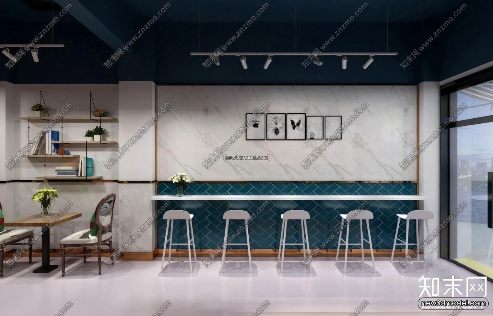 Restaurant and Fastfood 3D Scene – 3D Blocks – 154 – VRAY