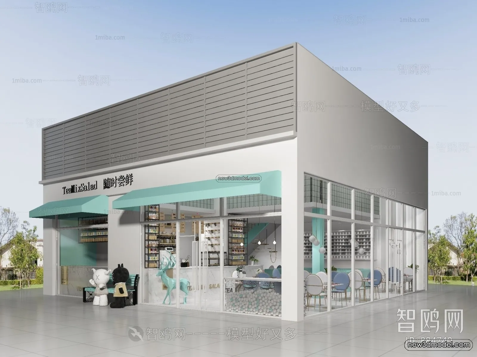 Restaurant and Fastfood 3D Scene – 3D Blocks – 156 – VRAY