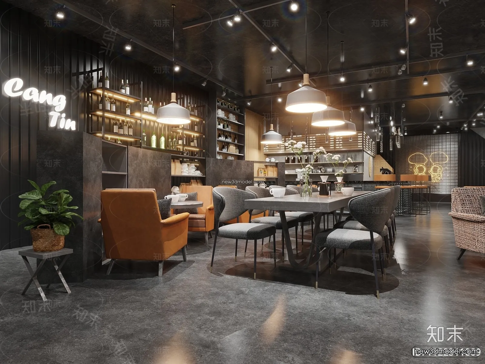 Restaurant and Fastfood 3D Scene – 3D Blocks – 158 – VRAY