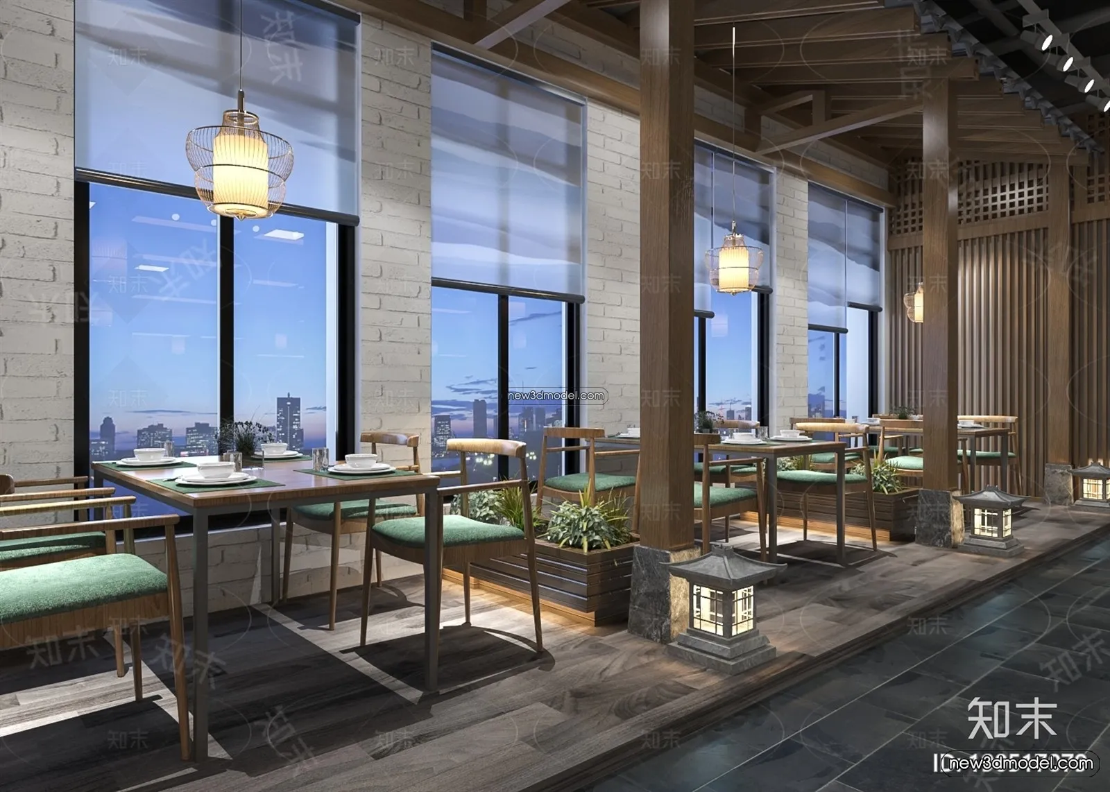 Restaurant and Fastfood 3D Scene – 3D Blocks – 159 – VRAY