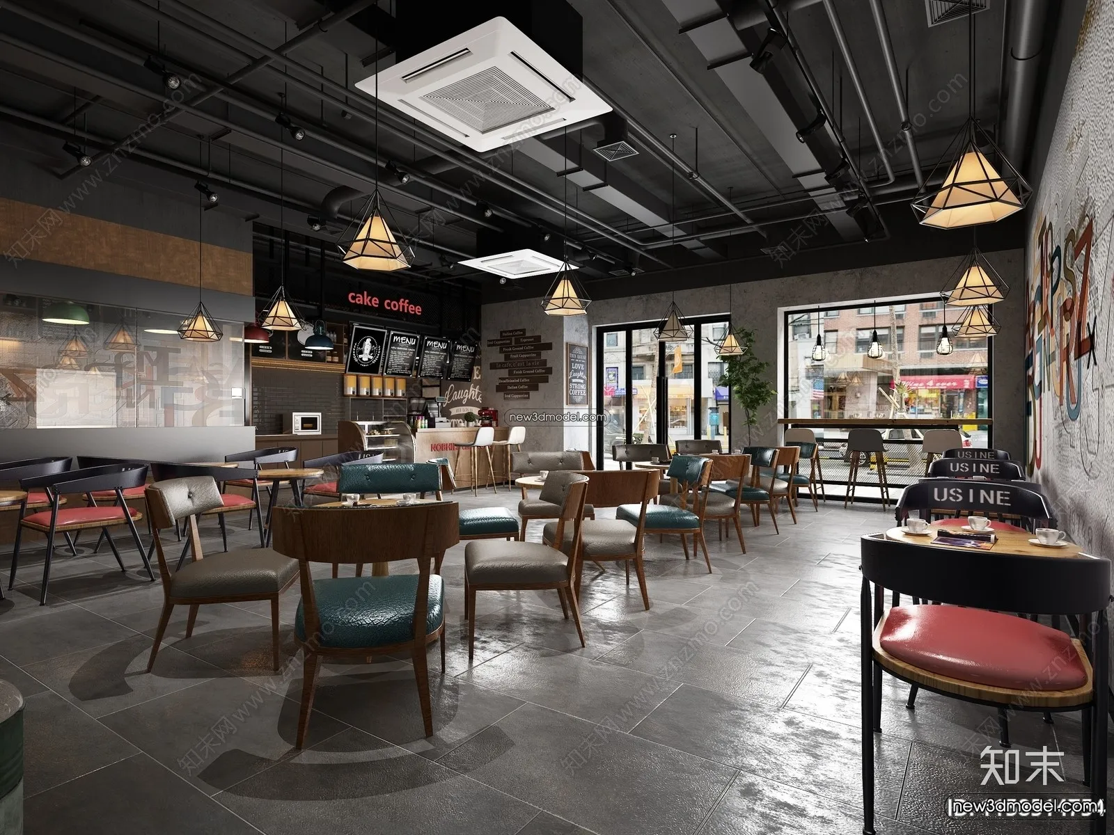 Restaurant and Fastfood 3D Scene – 3D Blocks – 161 – VRAY