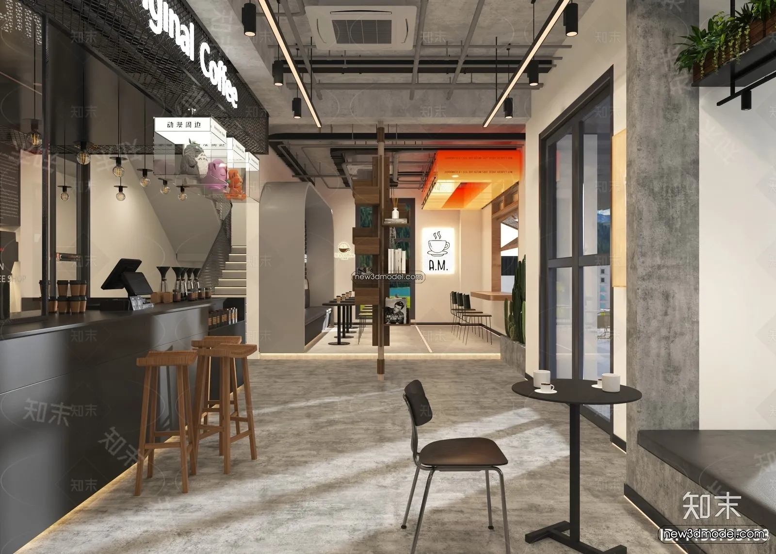 Restaurant and Fastfood 3D Scene – 3D Blocks – 164 – VRAY