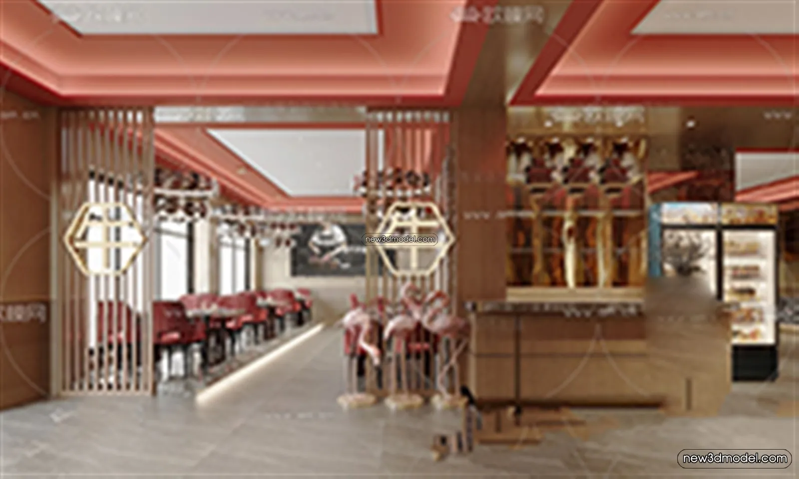 Restaurant and Fastfood 3D Scene – 3D Blocks – 166 – VRAY