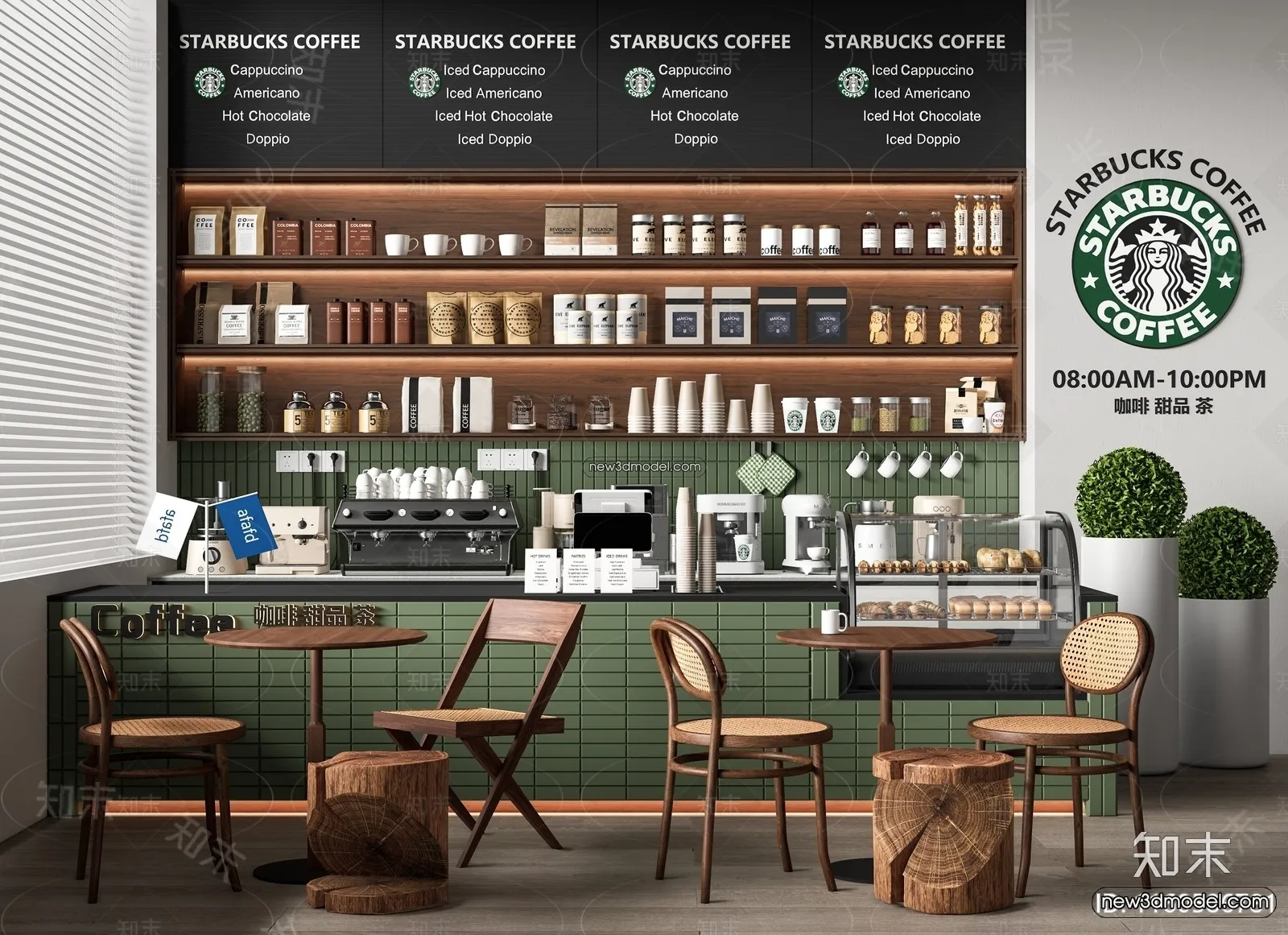 Restaurant and Fastfood 3D Scene – 3D Blocks – 183 – VRAY