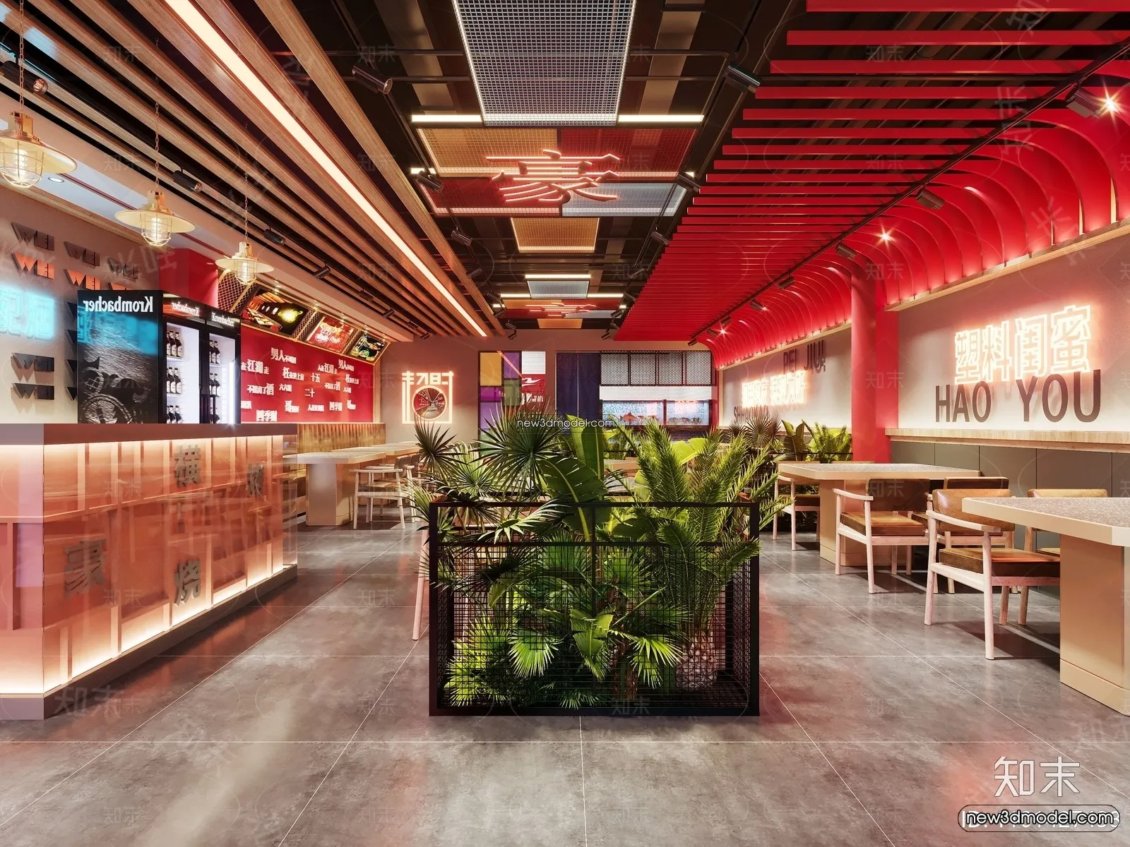 Restaurant and Fastfood 3D Scene – 3D Blocks – 184 – CORONA