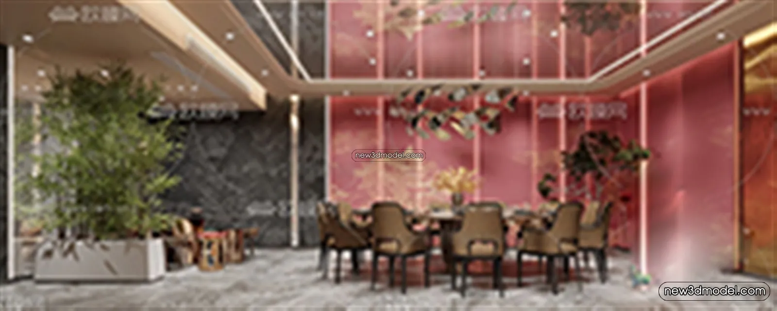 Restaurant and Fastfood 3D Scene – 3D Blocks – 197 – VRAY