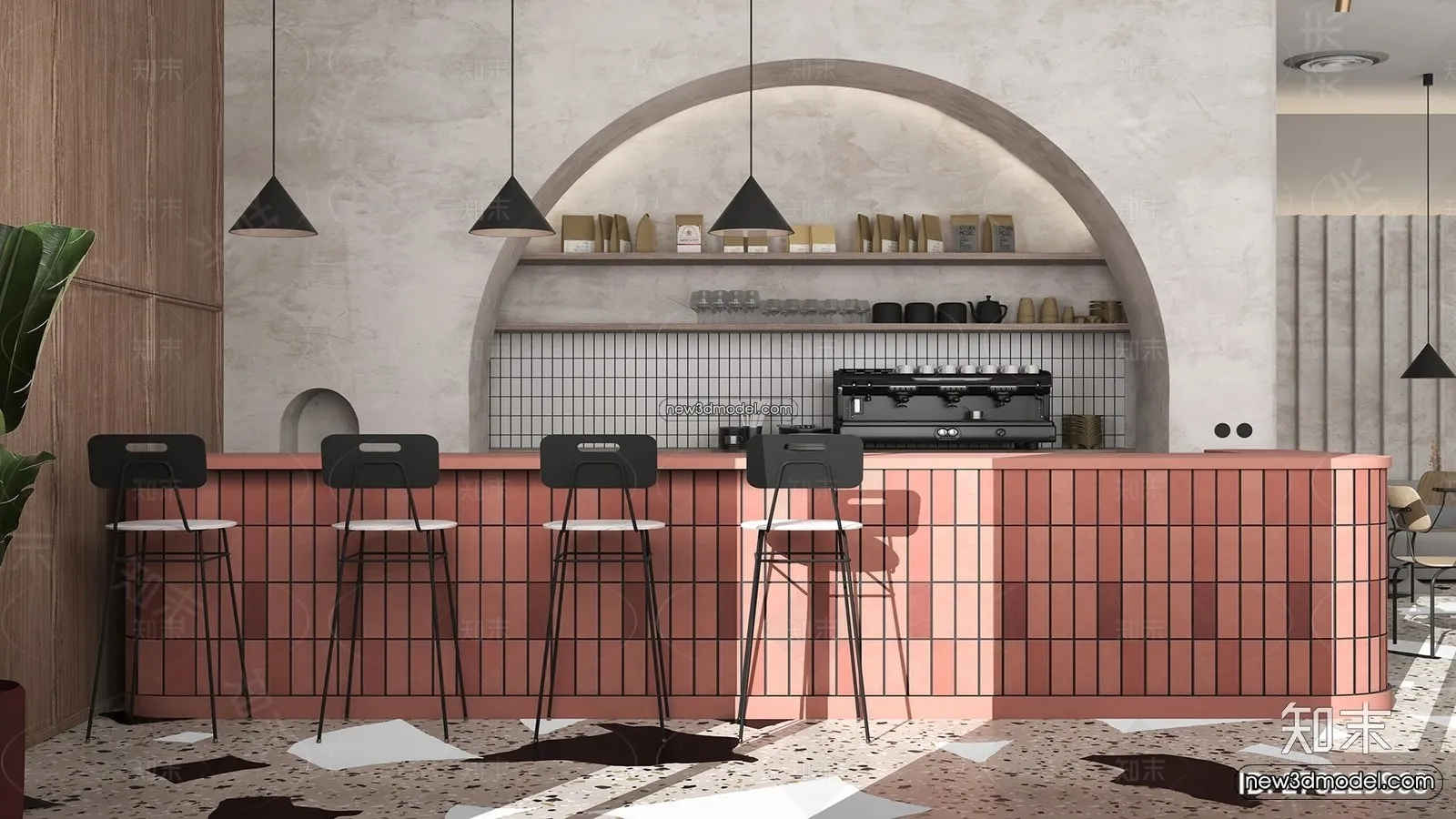 Restaurant and Fastfood 3D Scene – 3D Blocks – 199 – VRAY