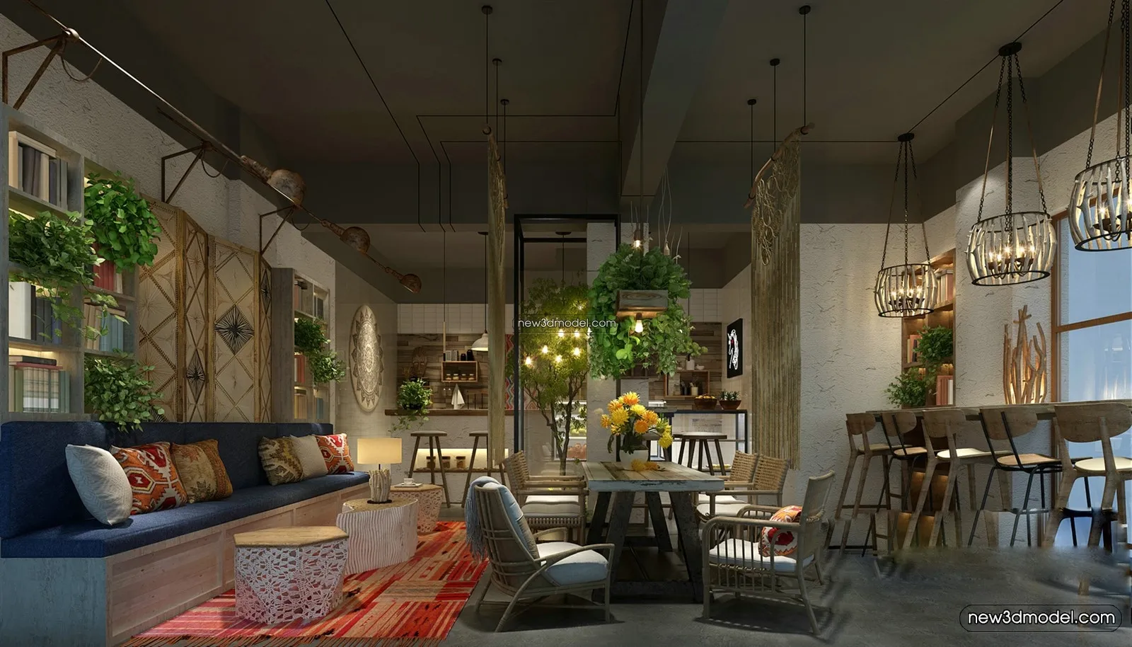 Restaurant and Fastfood 3D Scene – 3D Blocks – 221 – VRAY