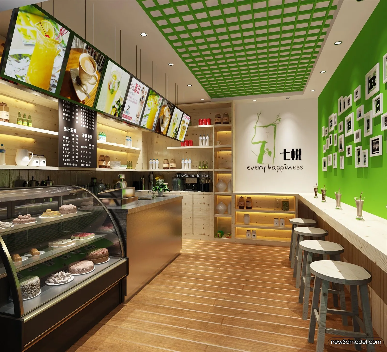 Restaurant and Fastfood 3D Scene – 3D Blocks – 226 – VRAY