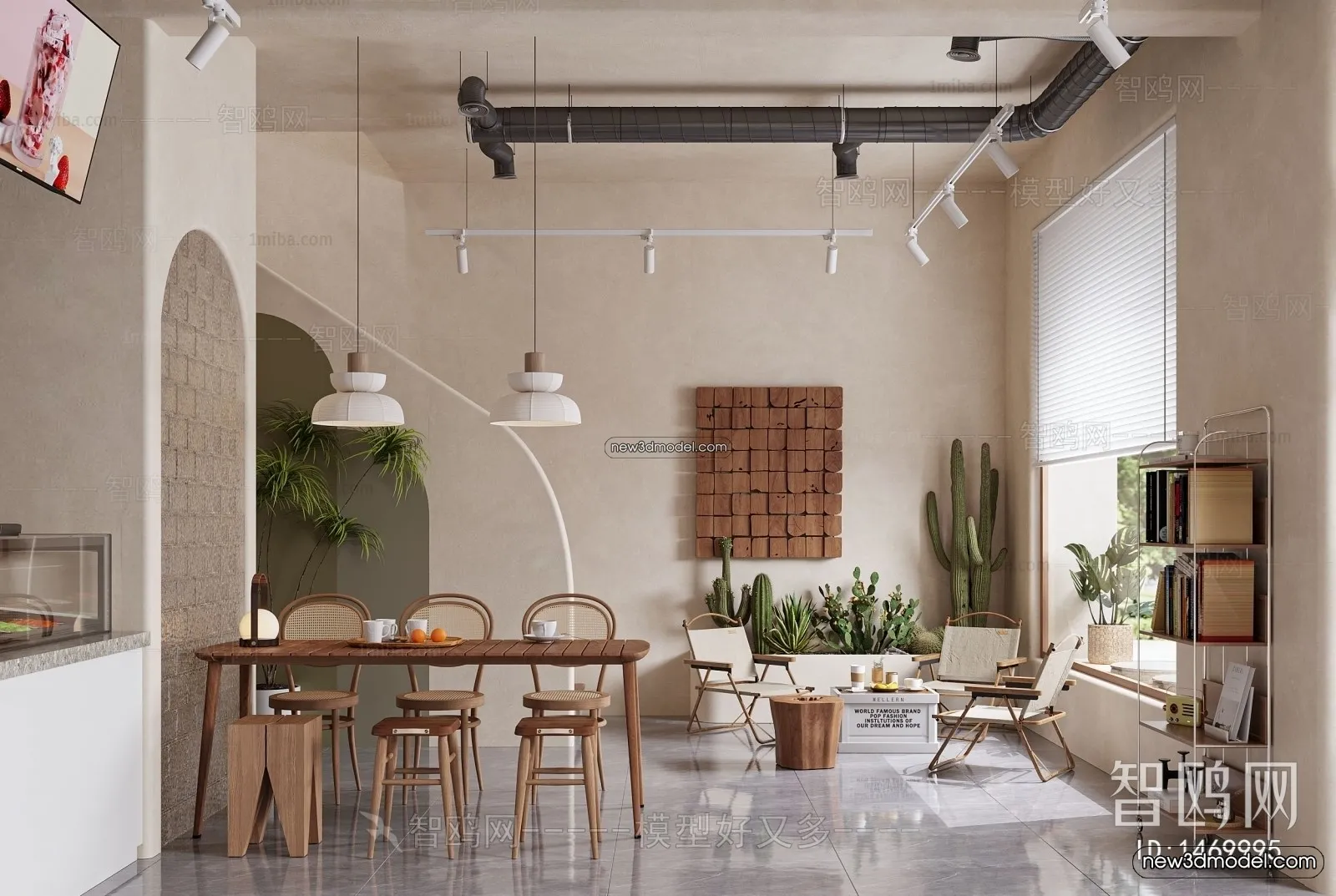 Restaurant and Fastfood 3D Scene – 3D Blocks – 229 – VRAY