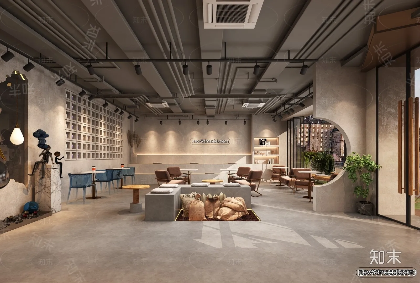 Restaurant and Fastfood 3D Scene – 3D Blocks – 231 – VRAY