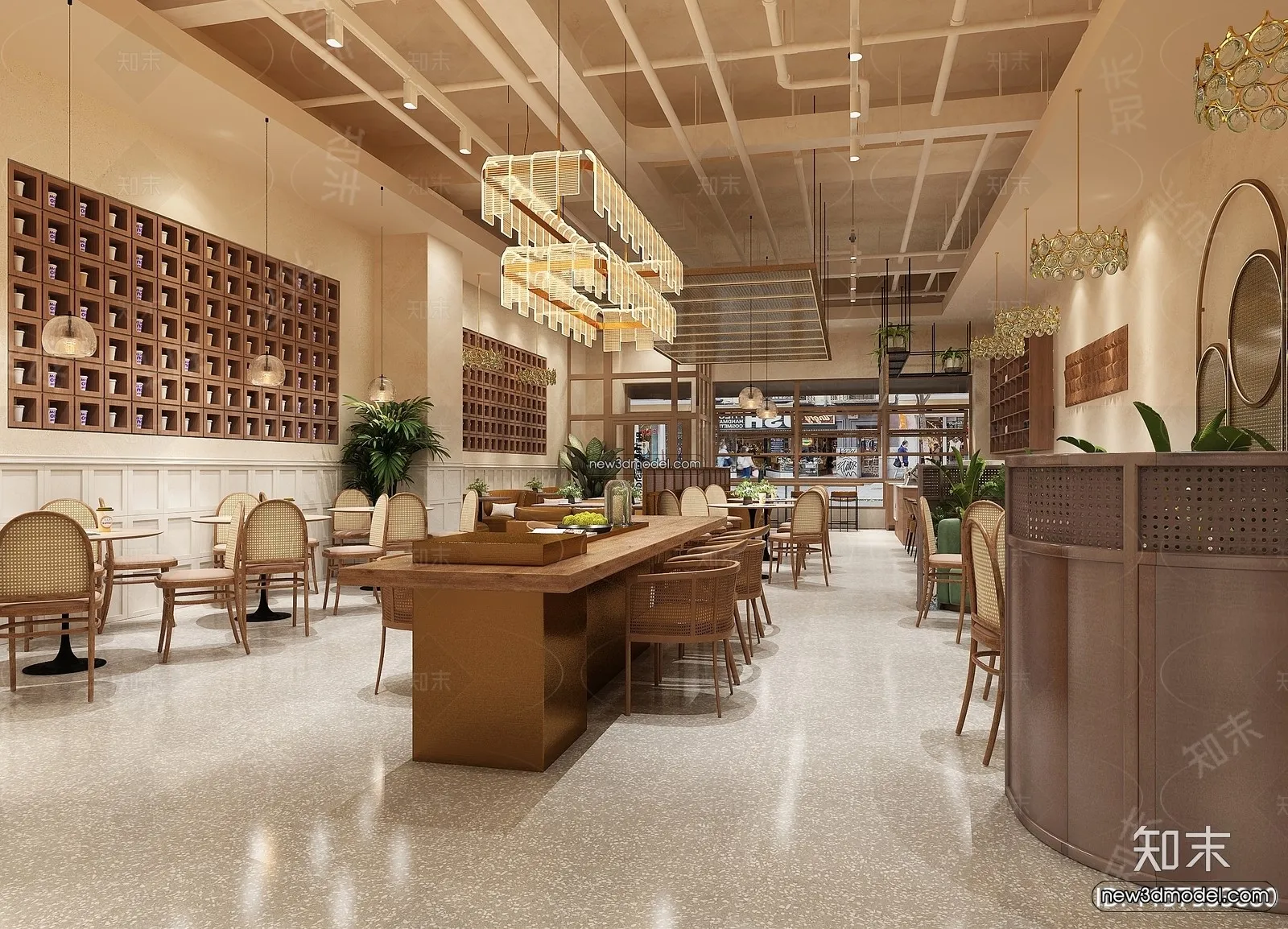 Restaurant and Fastfood 3D Scene – 3D Blocks – 232 – VRAY