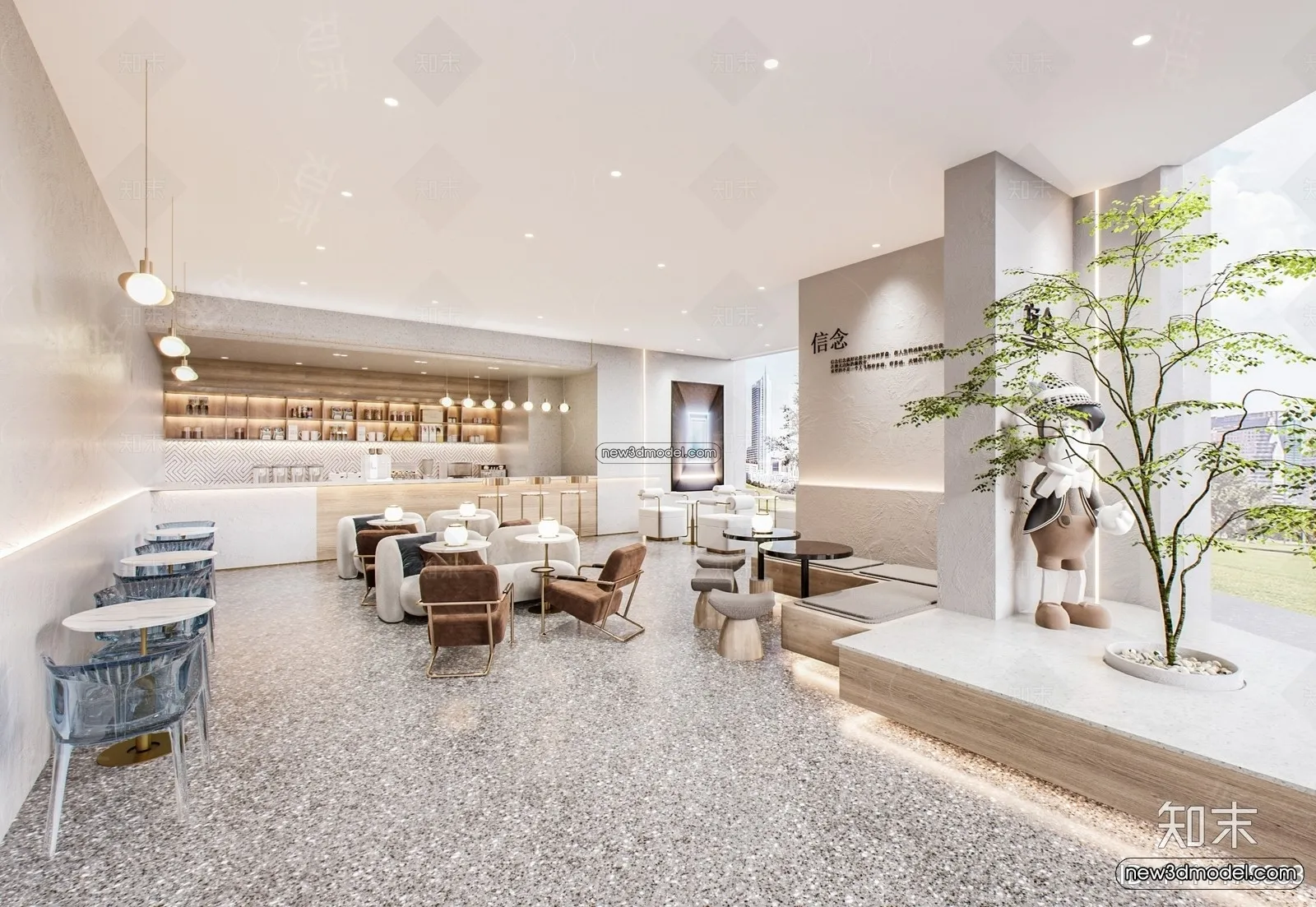 Restaurant and Fastfood 3D Scene – 3D Blocks – 233 – VRAY