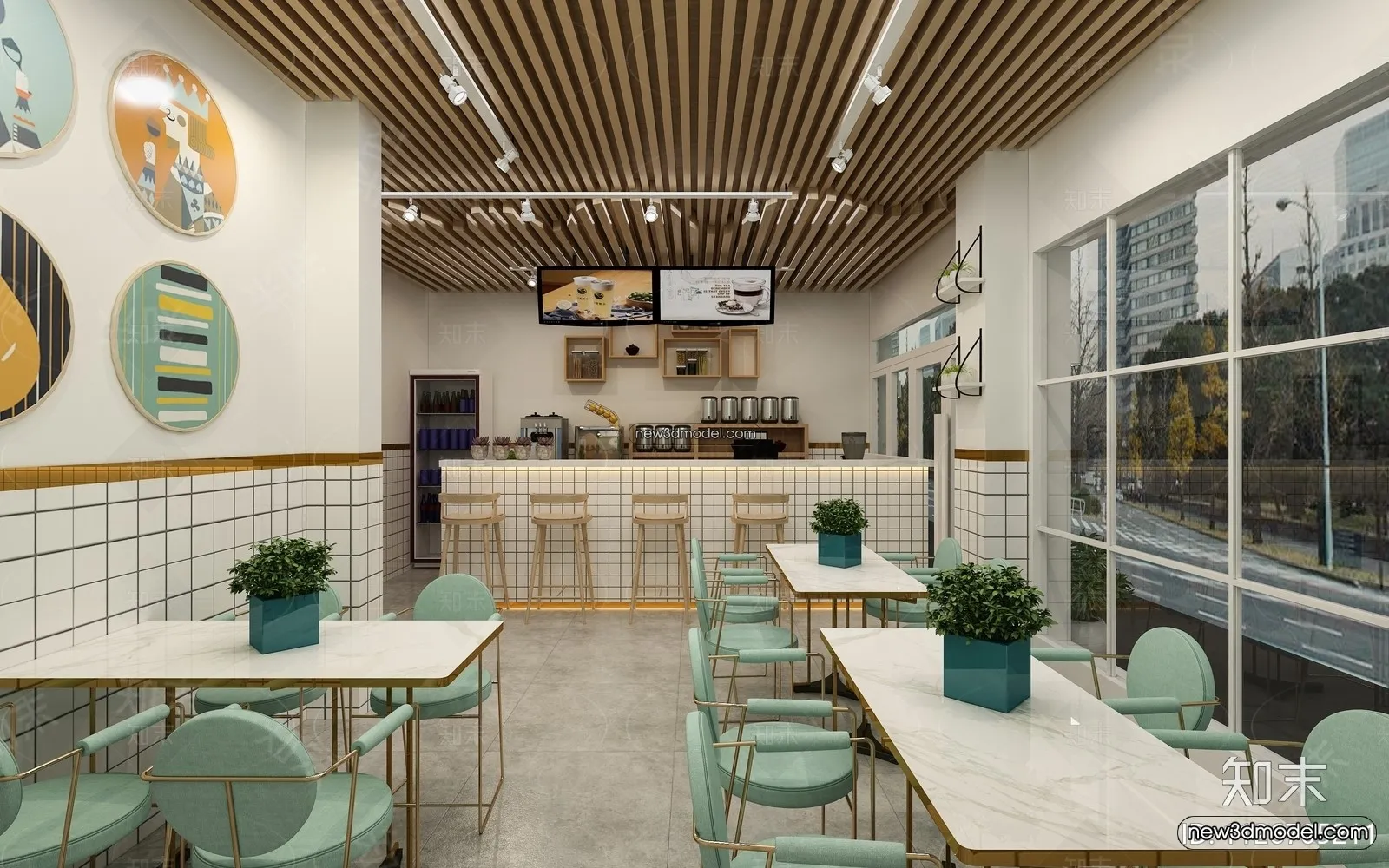 Restaurant and Fastfood 3D Scene – 3D Blocks – 236 – VRAY