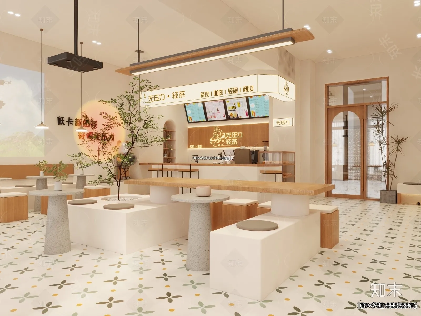 Restaurant and Fastfood 3D Scene – 3D Blocks – 238 – VRAY