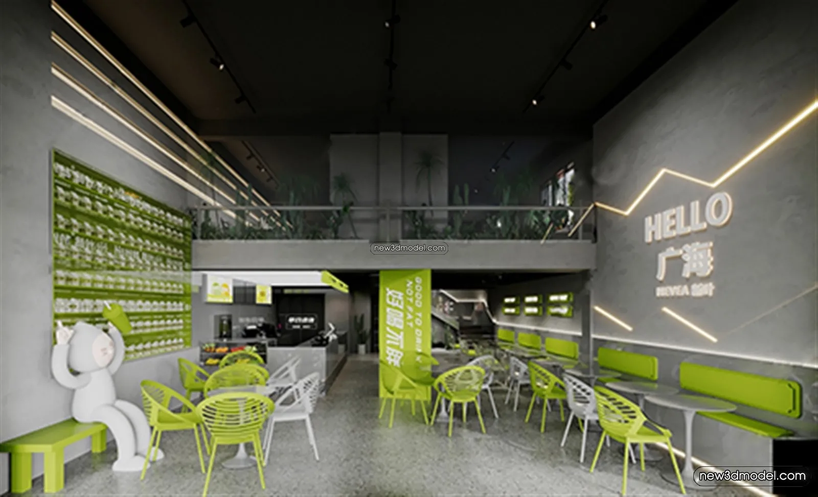 Restaurant and Fastfood 3D Scene – 3D Blocks – 244 – VRAY